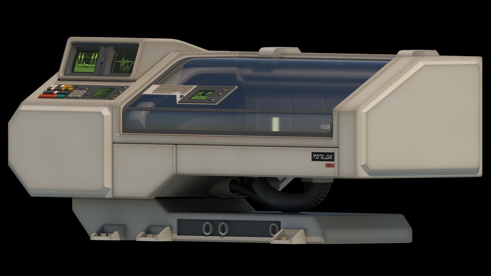 Retro Sci-fi Healing Machine Low-poly 3D model_7