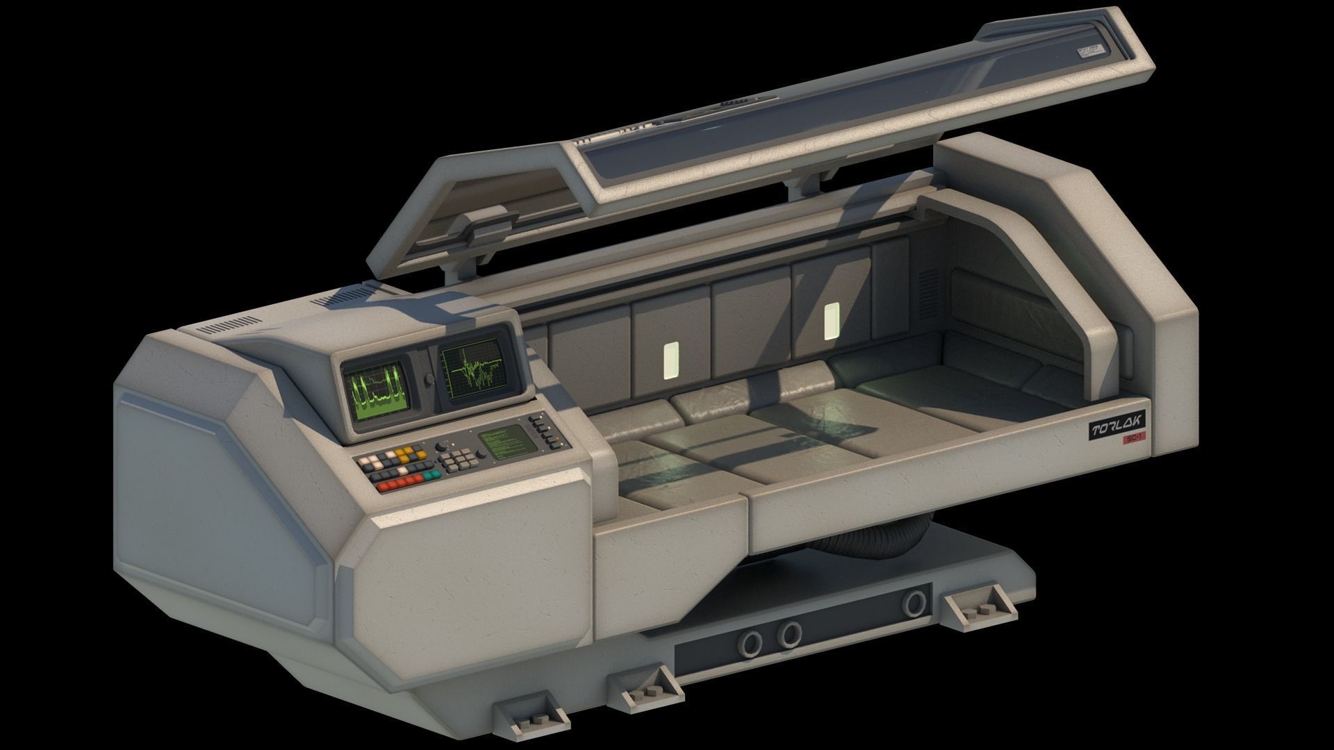 Retro Sci-fi Healing Machine Low-poly 3D model_1