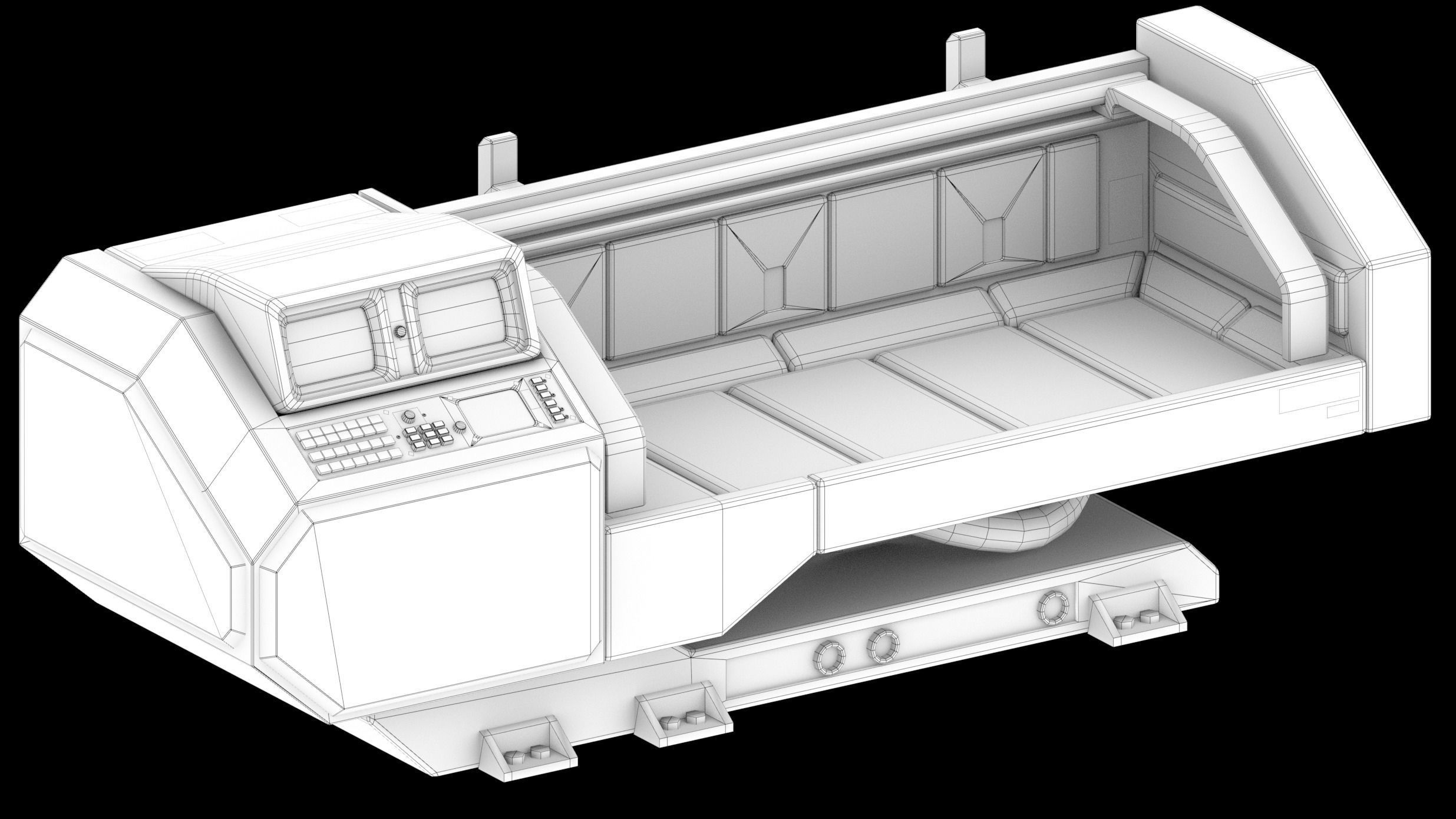 Retro Sci-fi Healing Machine Low-poly 3D model_14