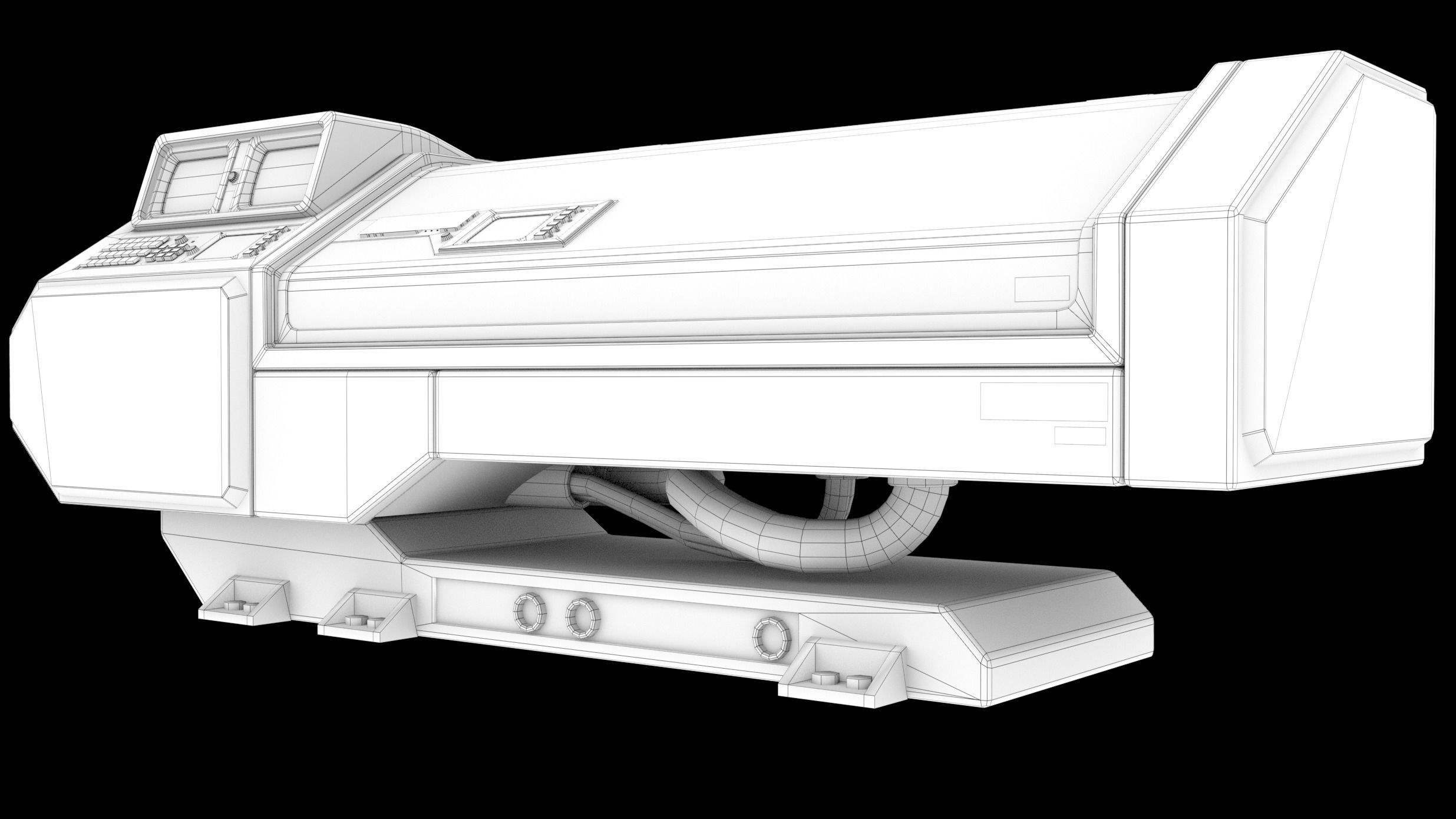 Retro Sci-fi Healing Machine Low-poly 3D model_12