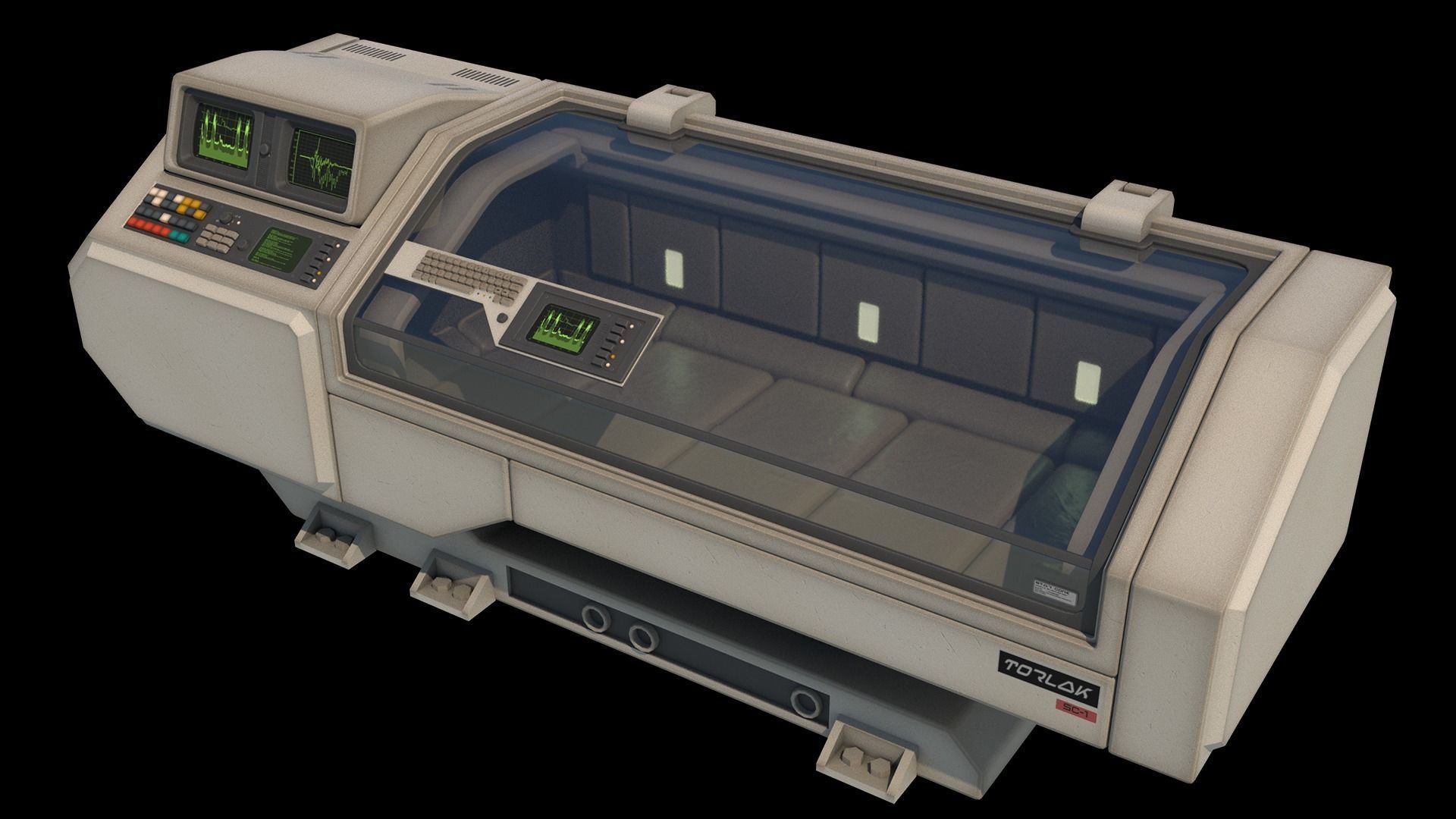 Retro Sci-fi Healing Machine Low-poly 3D model_5