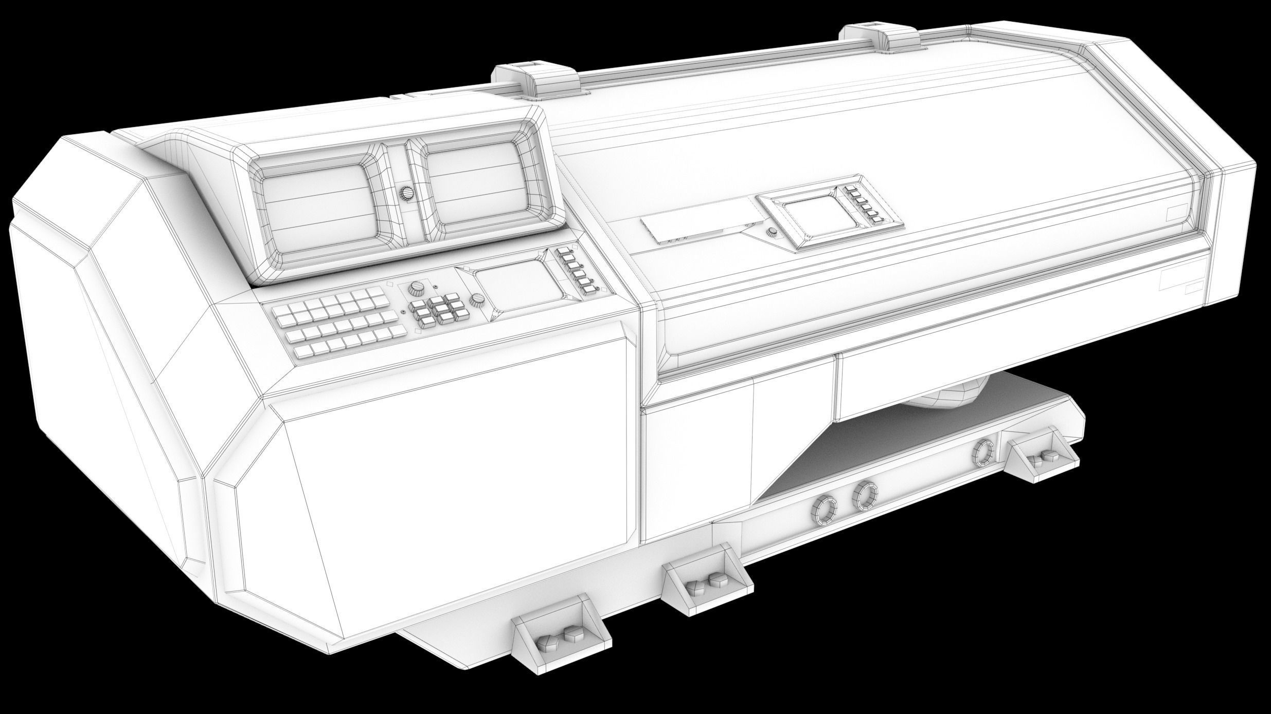 Retro Sci-fi Healing Machine Low-poly 3D model_11