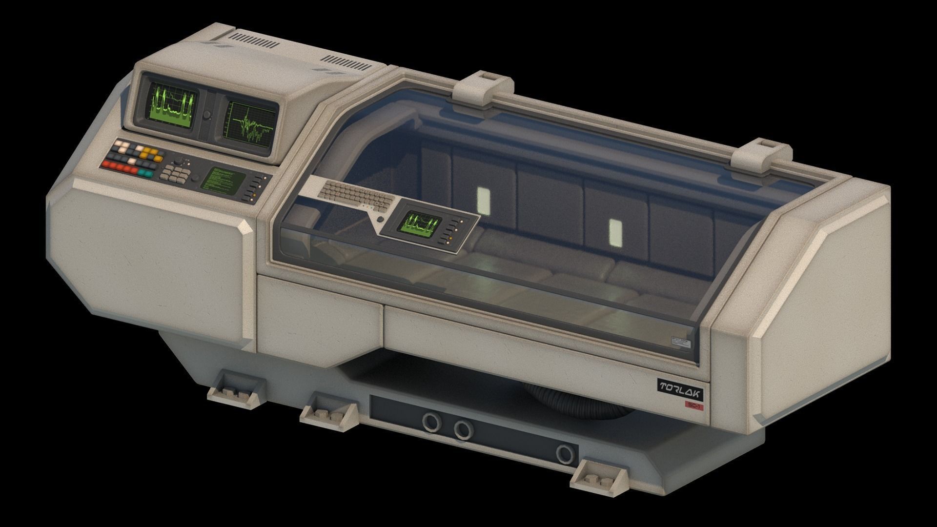 Retro Sci-fi Healing Machine Low-poly 3D model_3