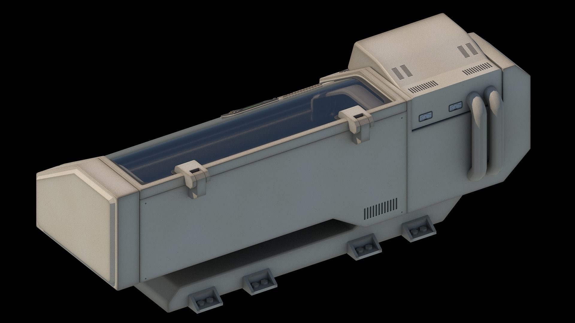 Retro Sci-fi Healing Machine Low-poly 3D model_4