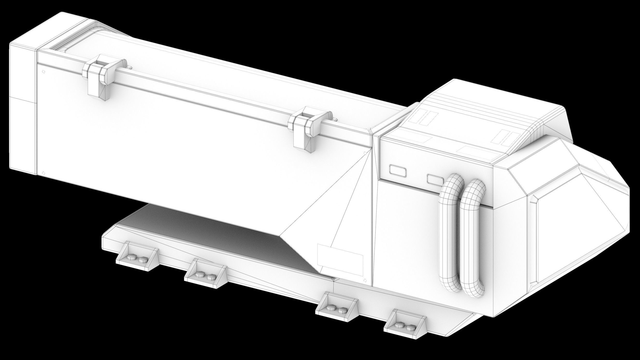 Retro Sci-fi Healing Machine Low-poly 3D model_13