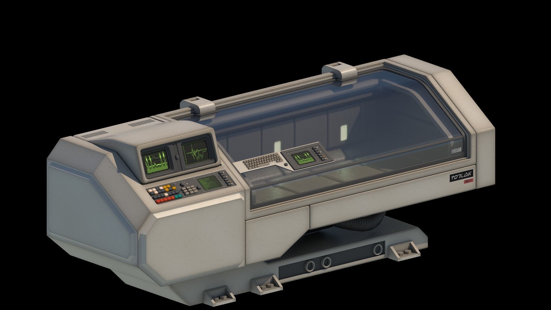 Retro Sci-fi Healing Machine Low-poly 3D model_2