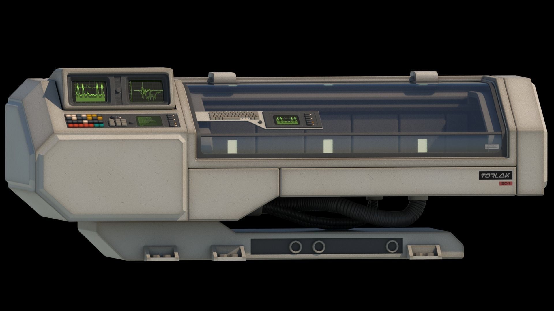 Retro Sci-fi Healing Machine Low-poly 3D model_8