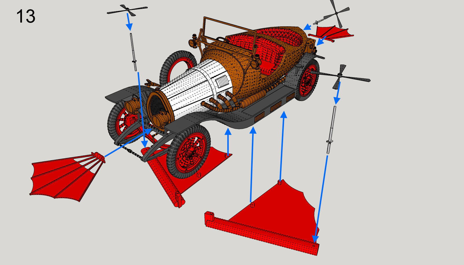 Chitty Chitty Bang Bang car PRINTABLE LOW POLY 3D print model_40
