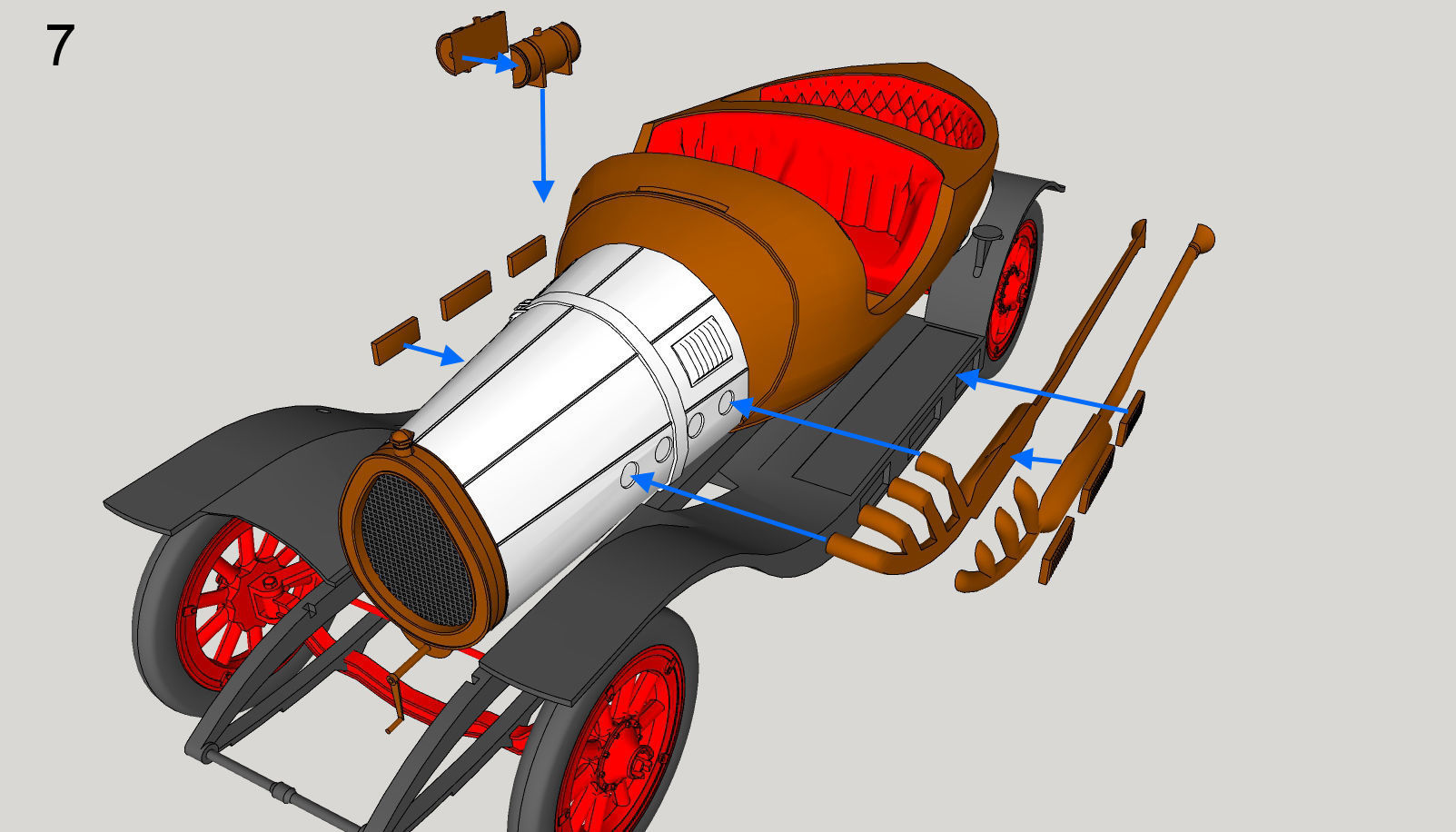 Chitty Chitty Bang Bang car PRINTABLE LOW POLY 3D print model_34