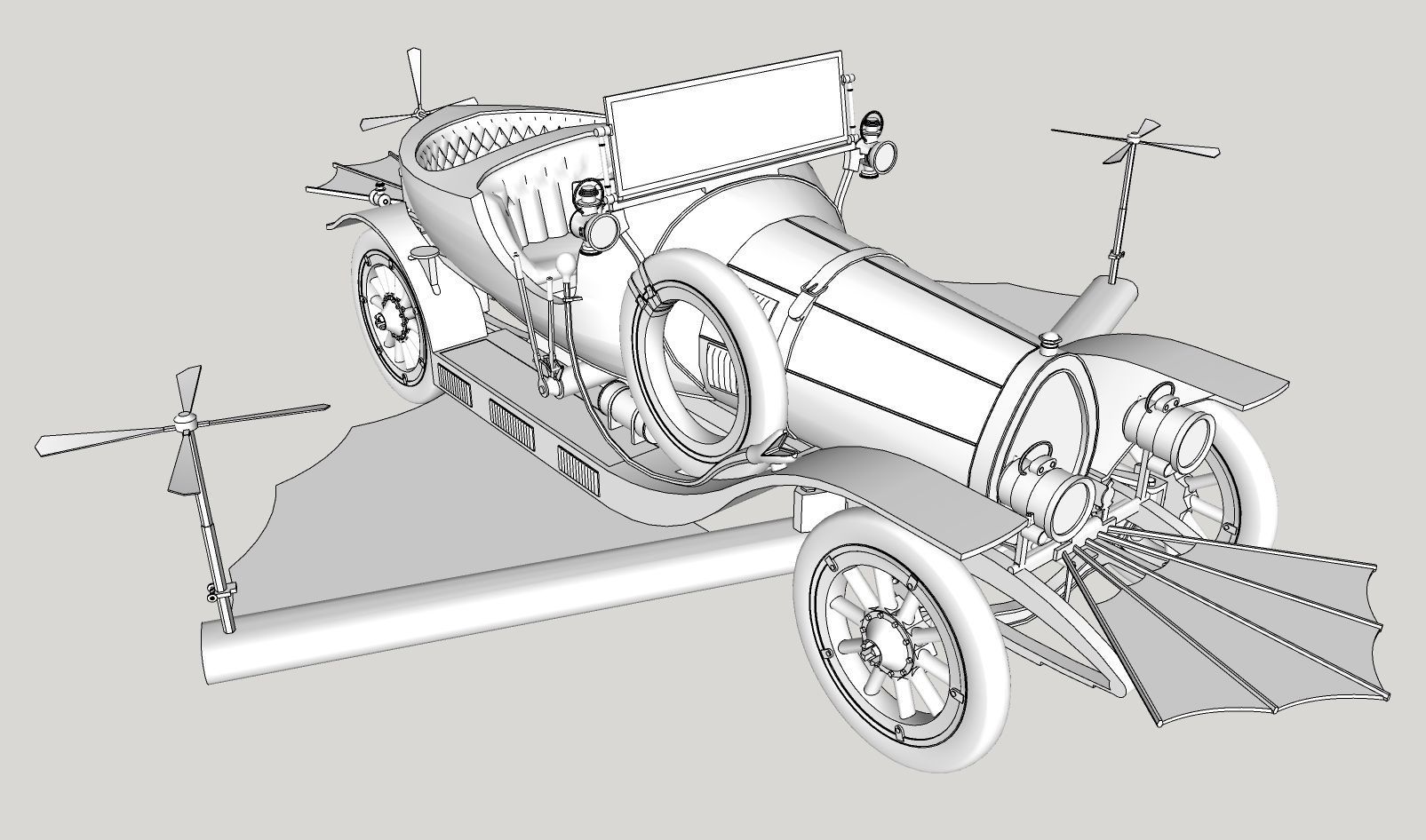 Chitty Chitty Bang Bang car PRINTABLE LOW POLY 3D print model_14
