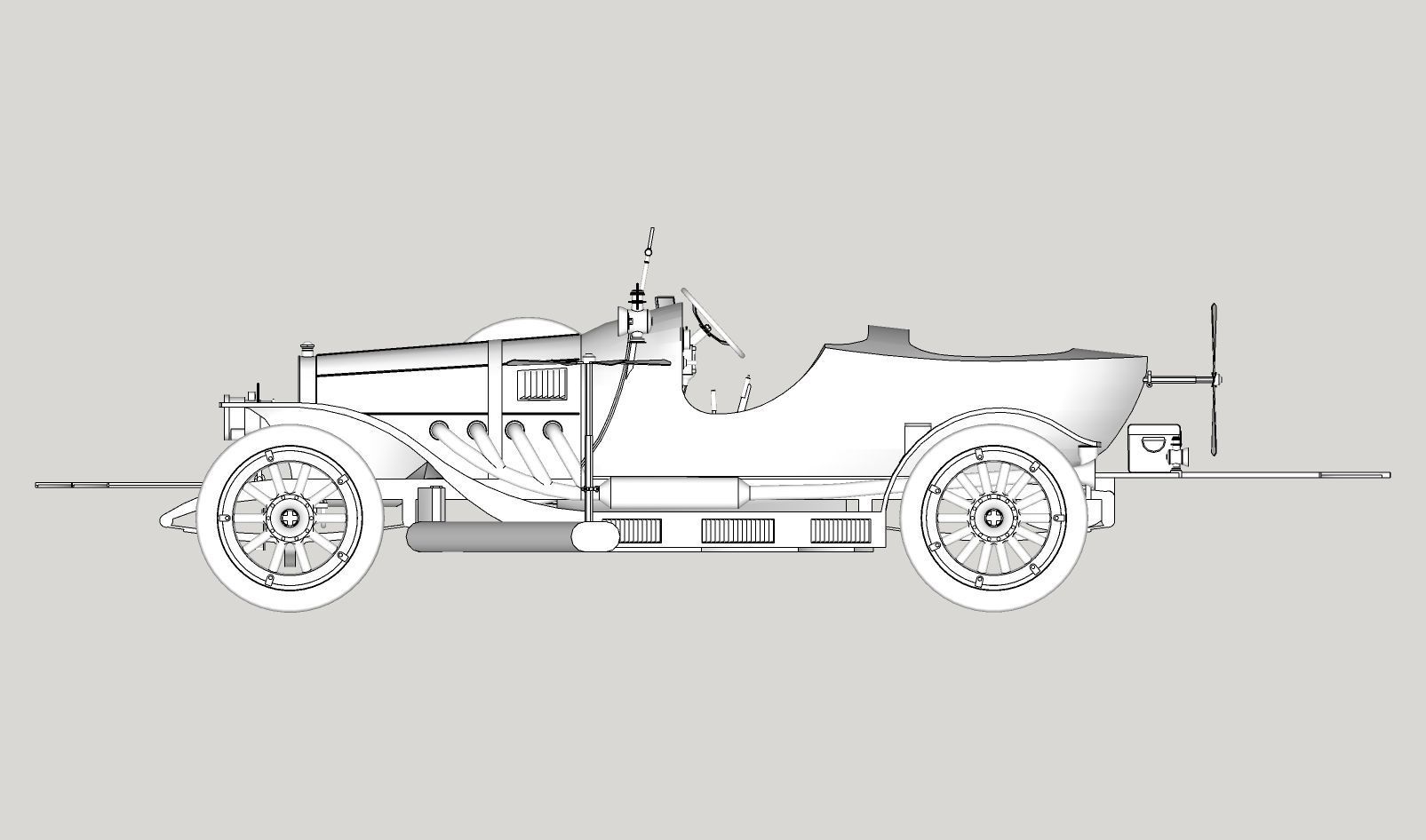 Chitty Chitty Bang Bang car PRINTABLE LOW POLY 3D print model_25