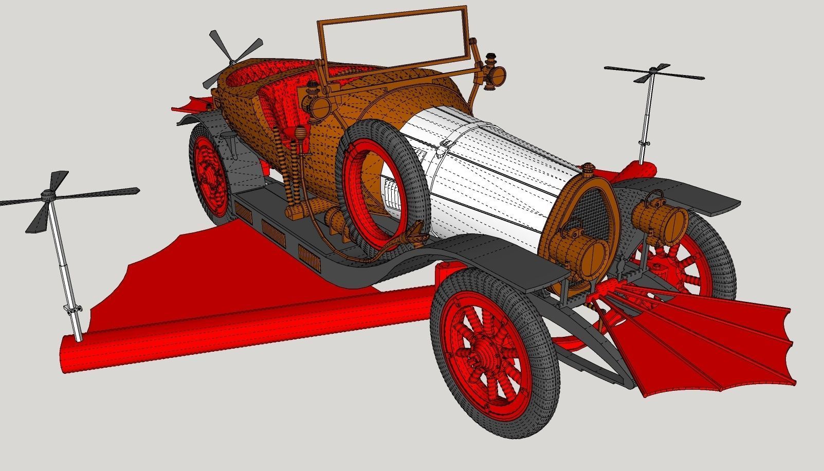 Chitty Chitty Bang Bang car PRINTABLE LOW POLY 3D print model_41