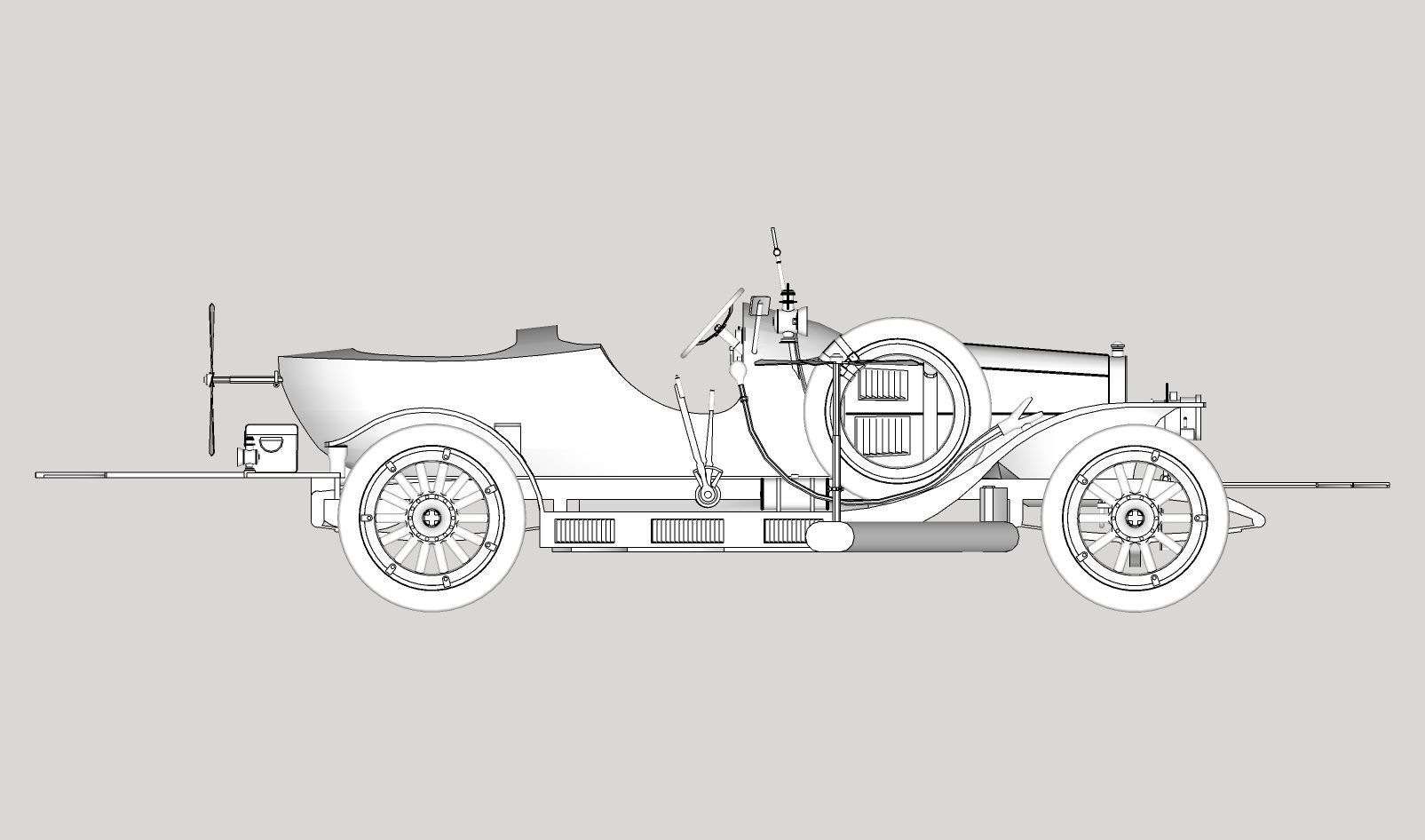 Chitty Chitty Bang Bang car PRINTABLE LOW POLY 3D print model_20