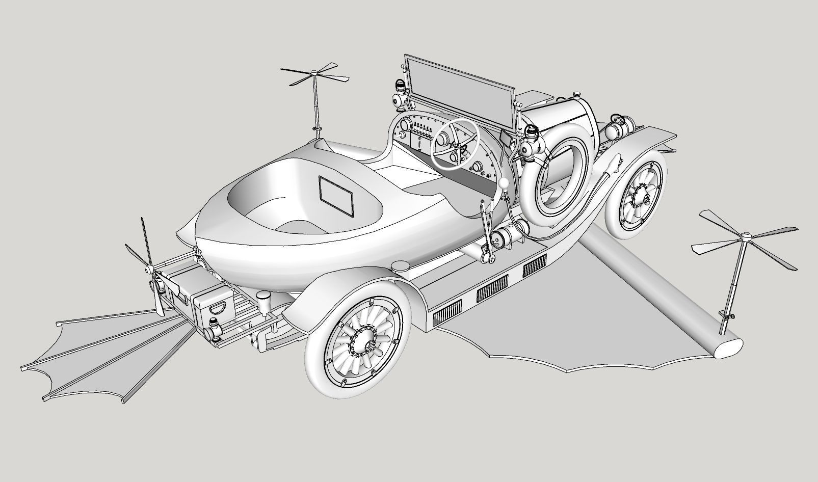 Chitty Chitty Bang Bang car PRINTABLE LOW POLY 3D print model_23
