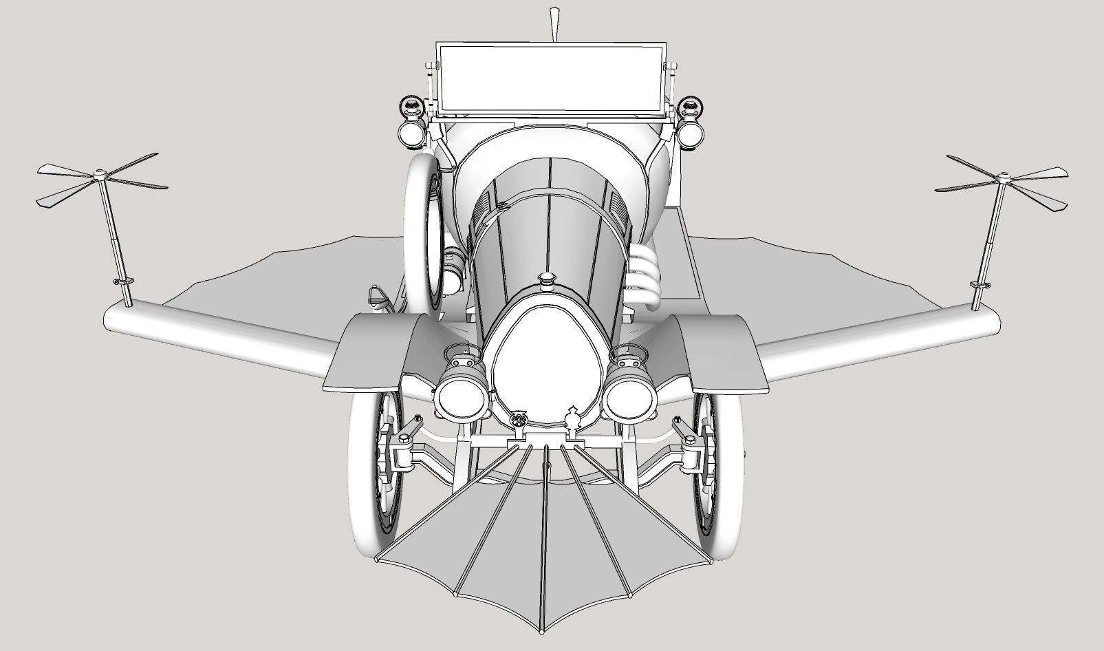 Chitty Chitty Bang Bang car PRINTABLE LOW POLY 3D print model_26