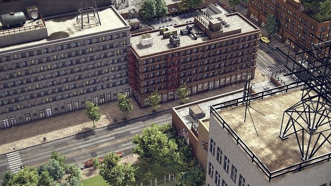 Realistic Unity City 2 Low-poly 3D model 7