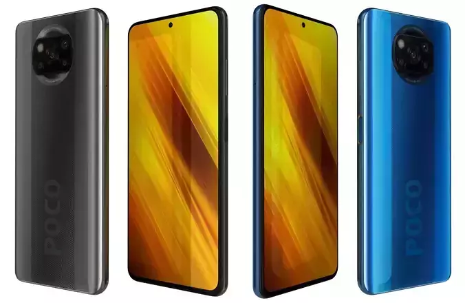 Xiaomi Poco X3 Cobalt Blue And Shadow Gray 3D model Xiaomi Poco X3 Cobalt Blue And Shadow Gray 3D model