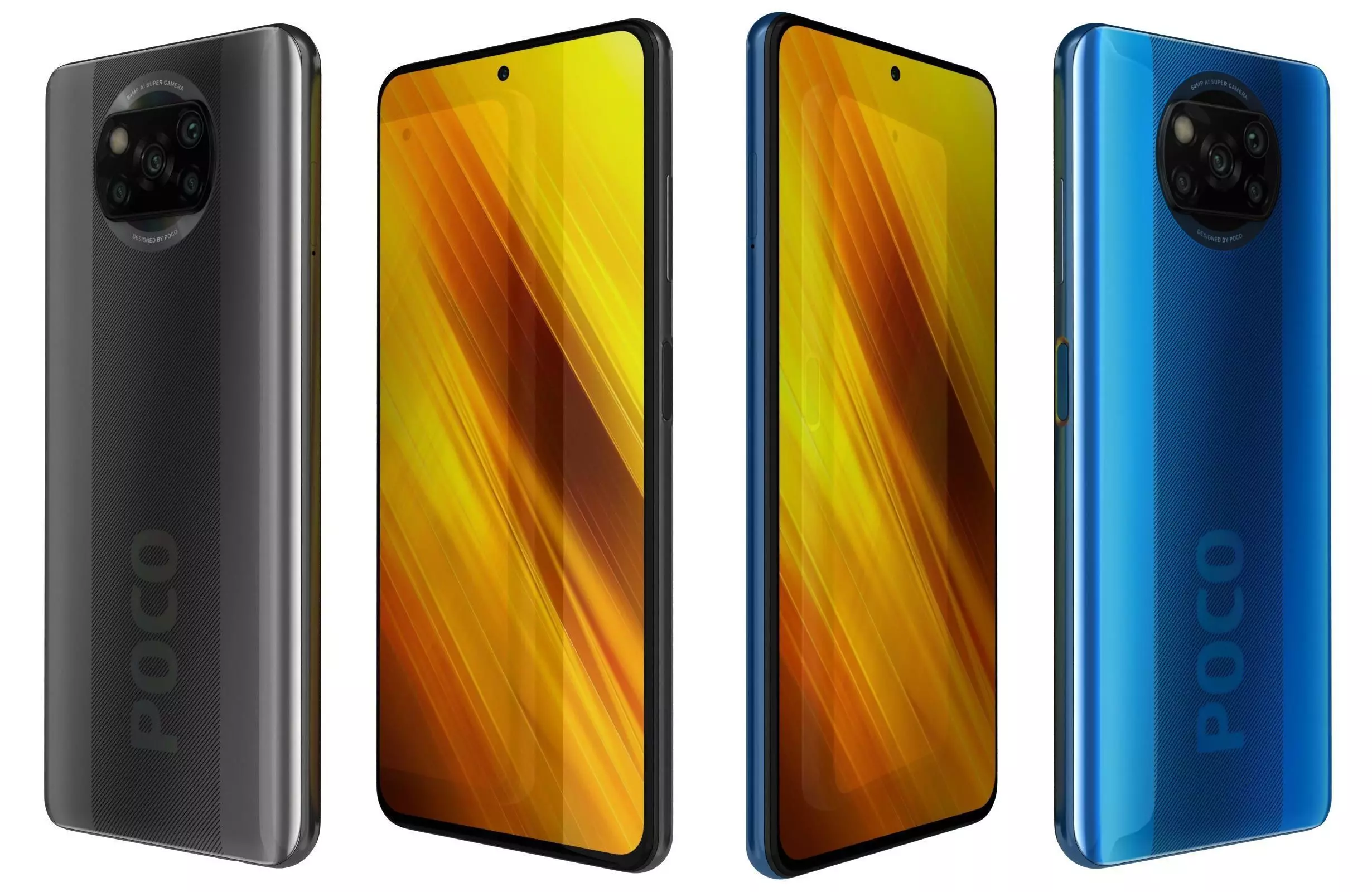 Xiaomi Poco X3 Cobalt Blue And Shadow Gray 3D model_0