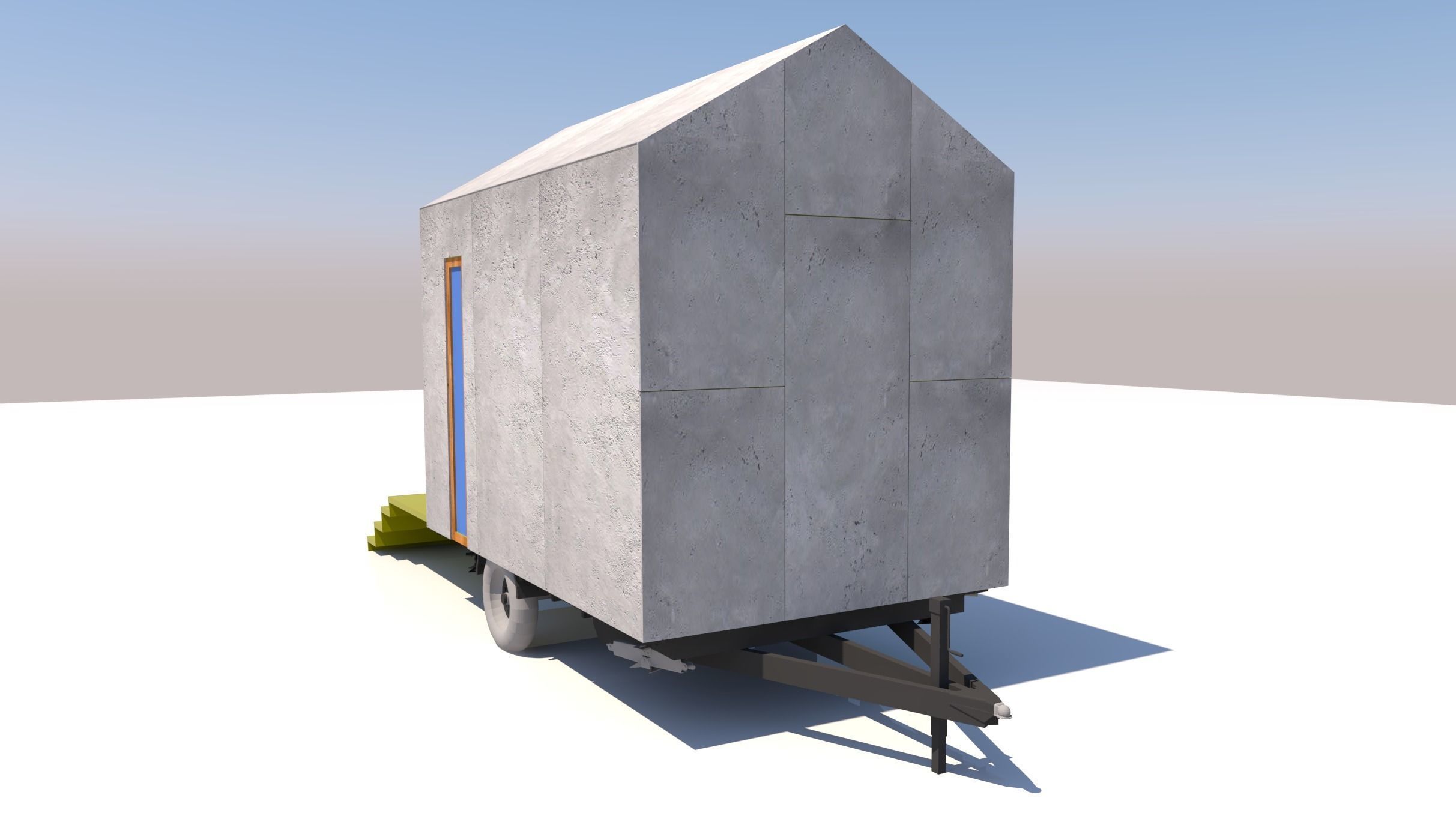 Tiny trailer house wood framing 3D model_1