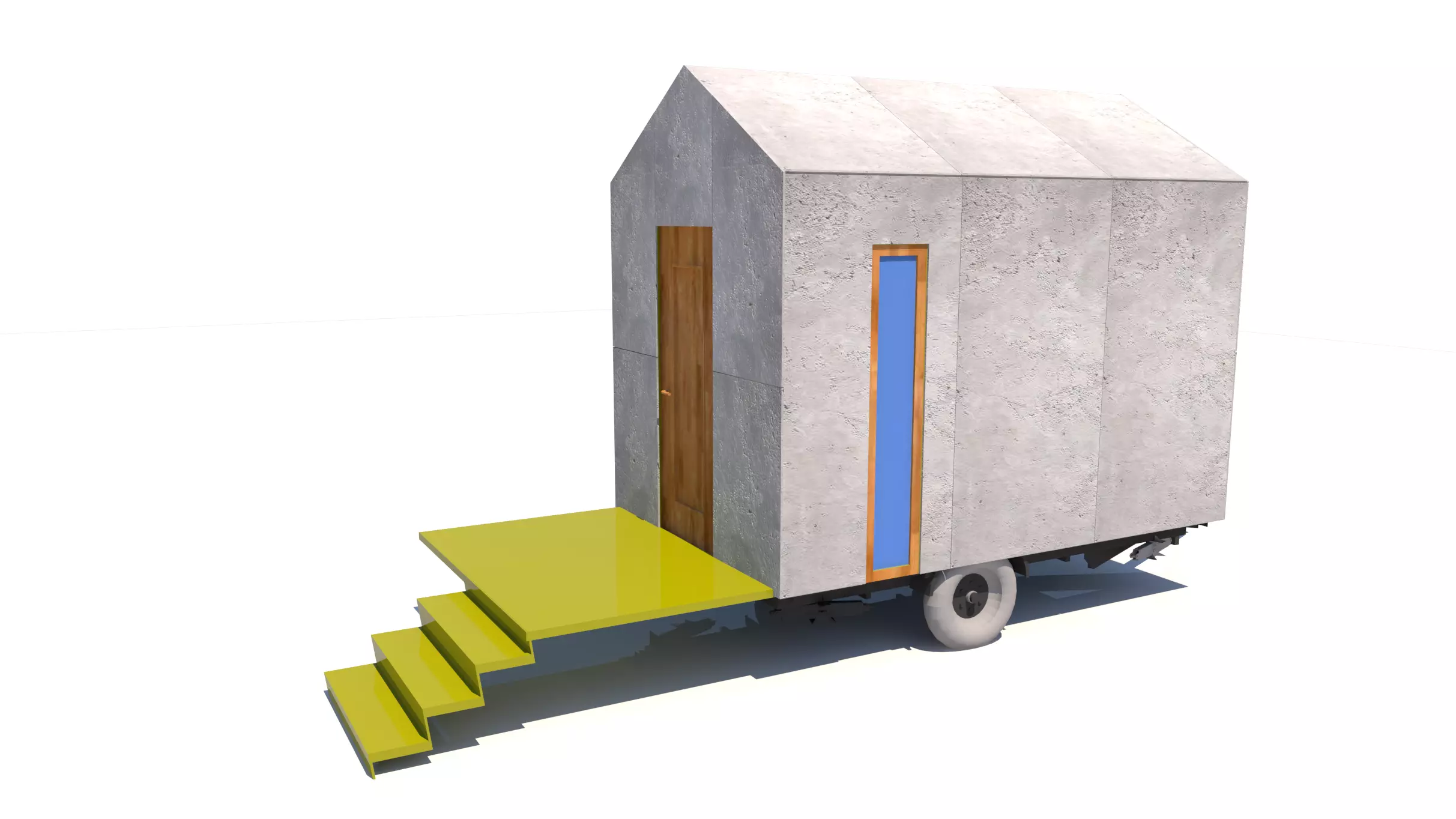 Tiny trailer house wood framing 3D model_0