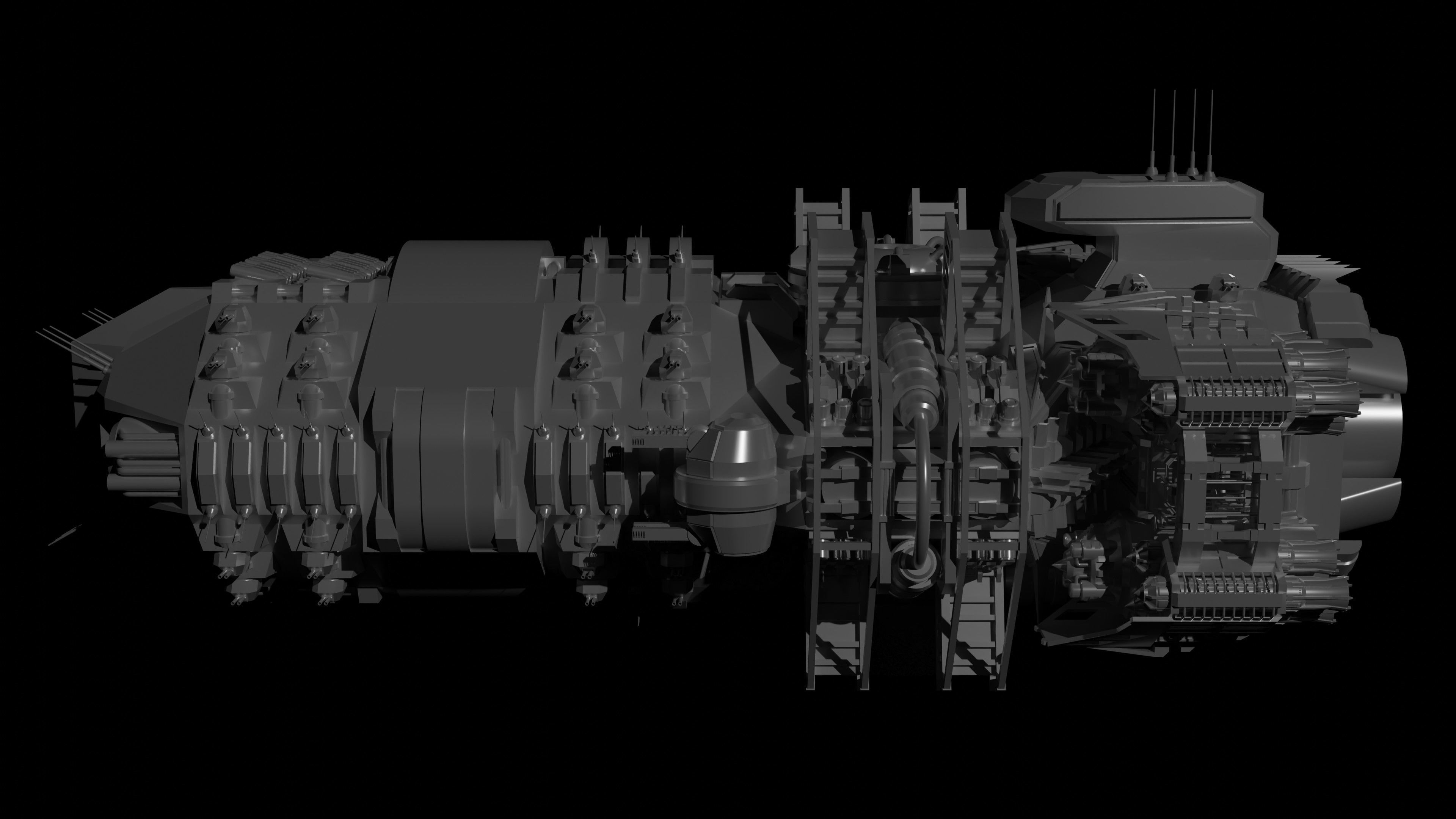 The spaceship Dreadnought MK2 3D model 3D model_3