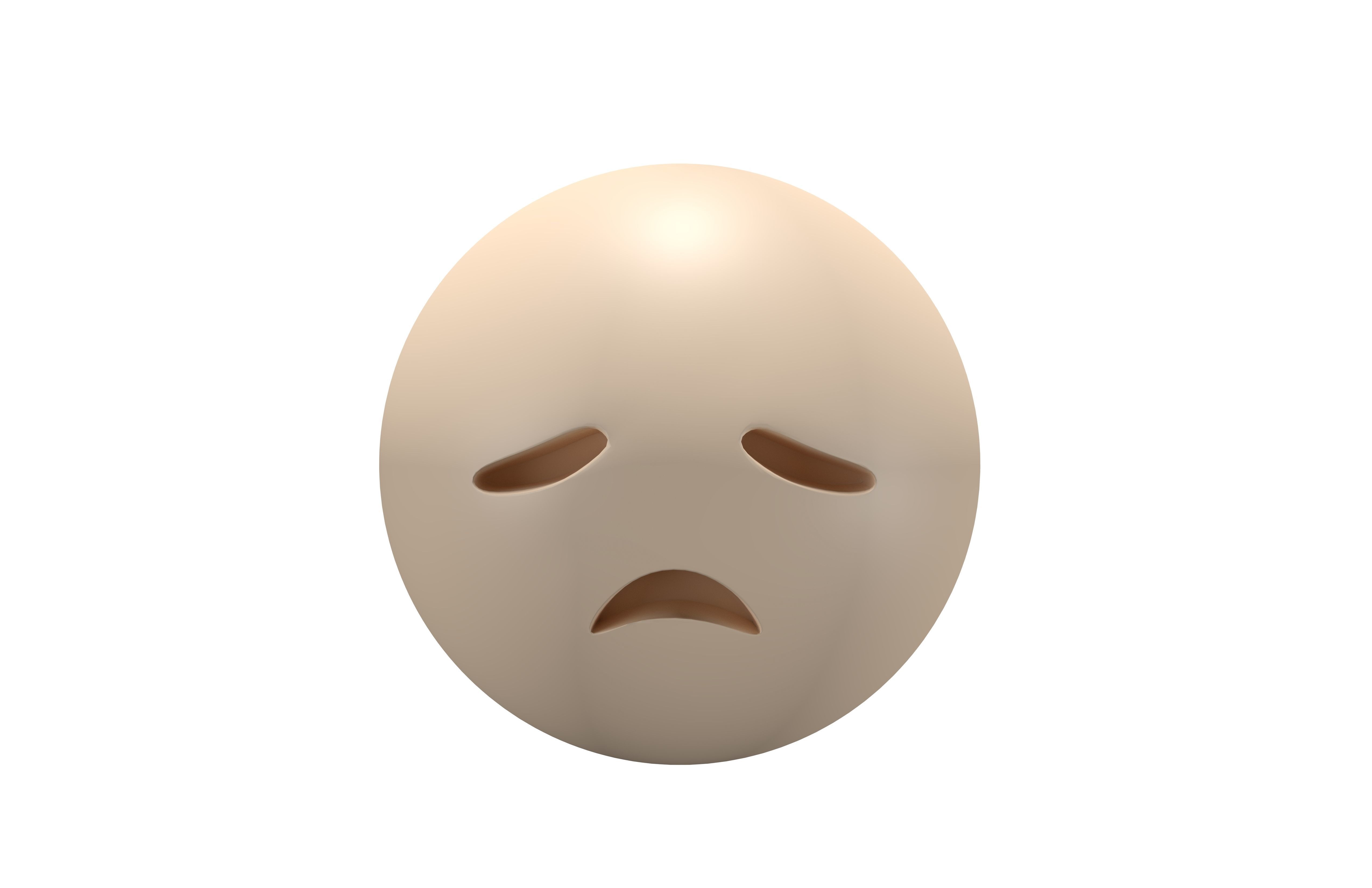 Disappointed Face 02 Low-poly 3D model_2