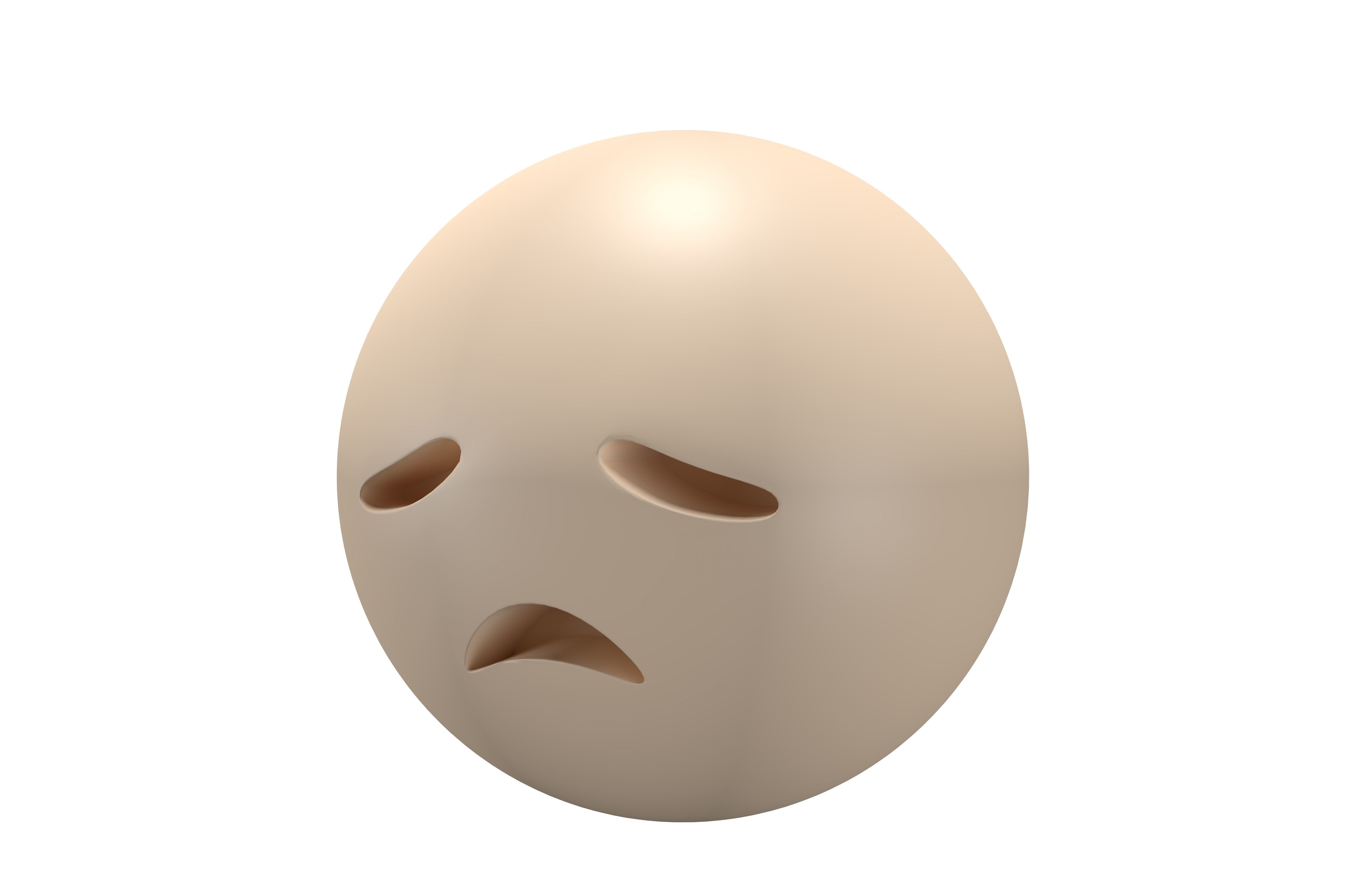 Disappointed Face 02 Low-poly 3D model_1