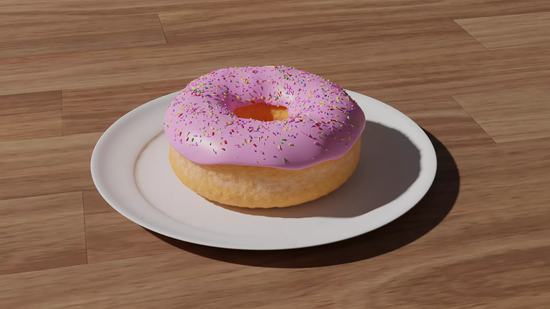 donut on plate 3D model_0