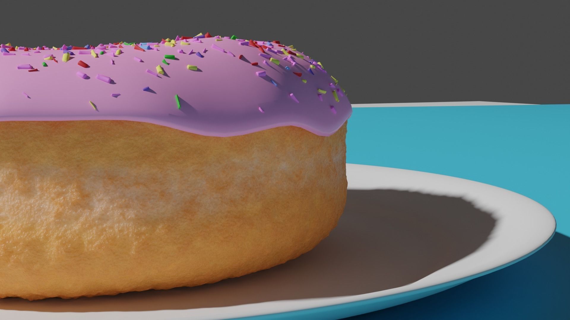 donut on plate 3D model_2