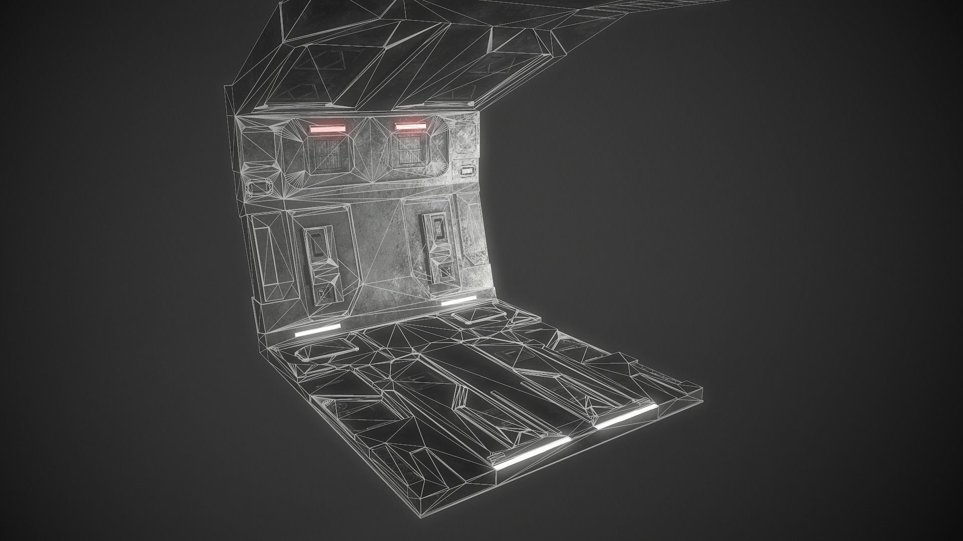 Sci-Fi Corridor Futuristic Low-poly 3D model_23