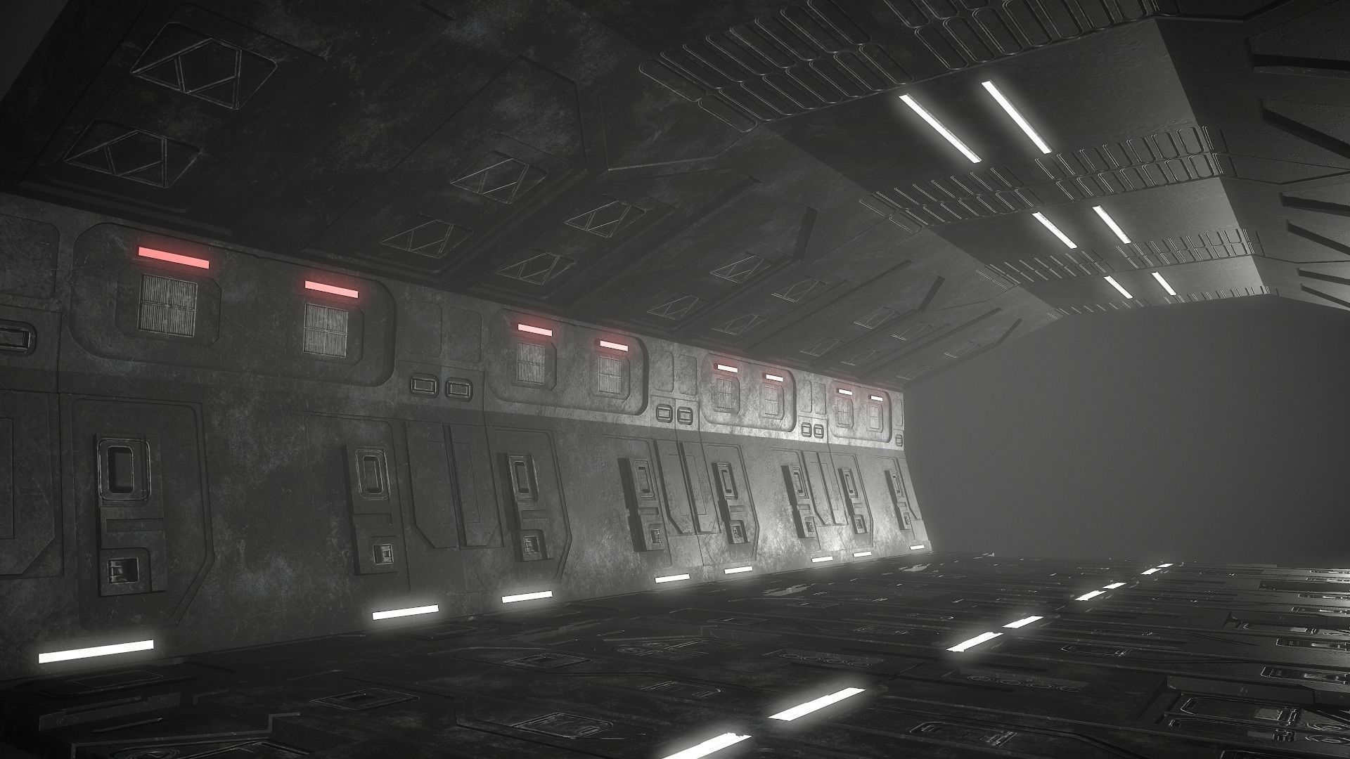 Sci-Fi Corridor Futuristic Low-poly 3D model_12