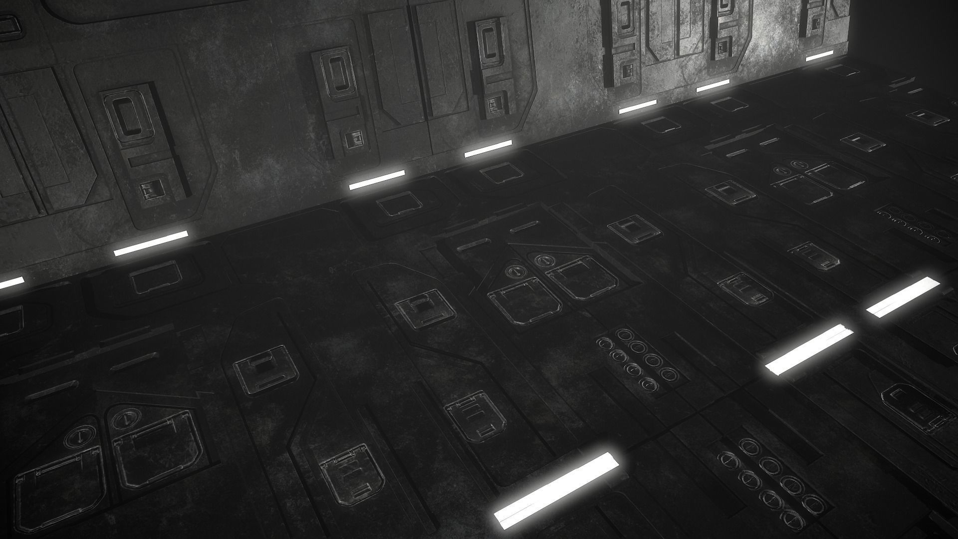 Sci-Fi Corridor Futuristic Low-poly 3D model_8