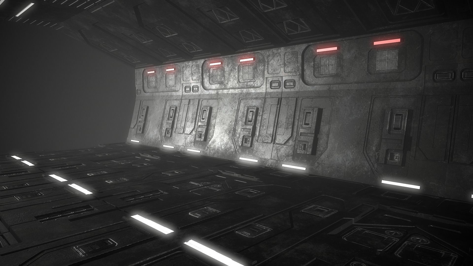 Sci-Fi Corridor Futuristic Low-poly 3D model_4