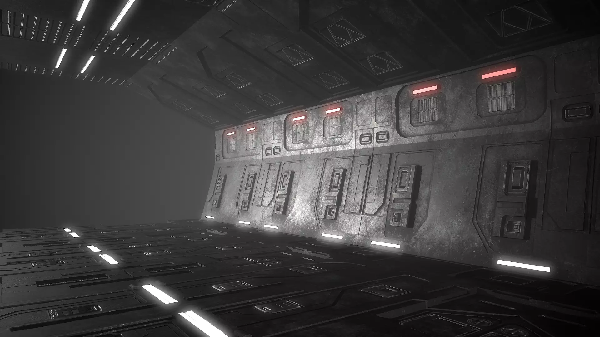 Sci-Fi Corridor Futuristic Low-poly 3D model_0