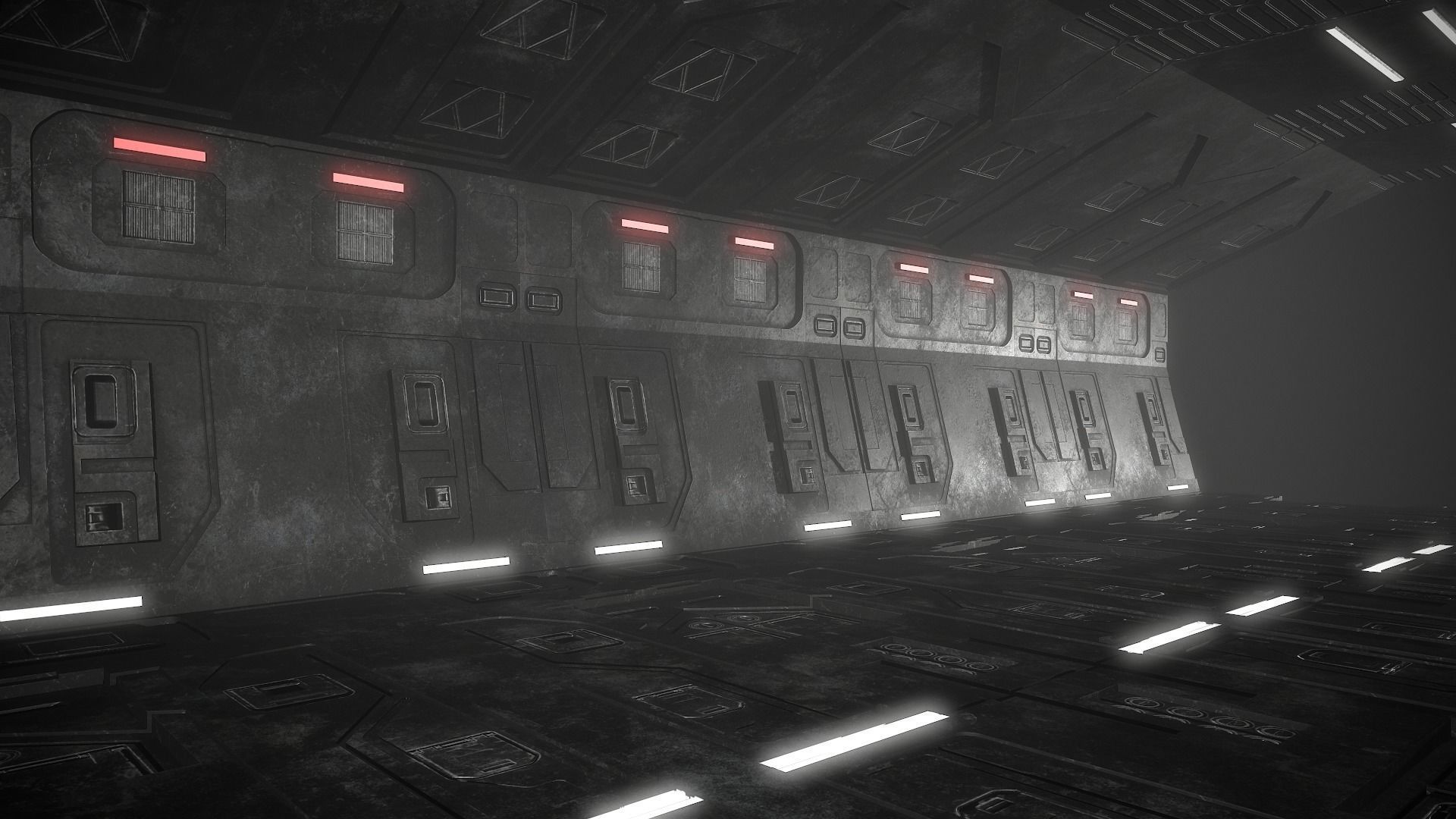 Sci-Fi Corridor Futuristic Low-poly 3D model_1