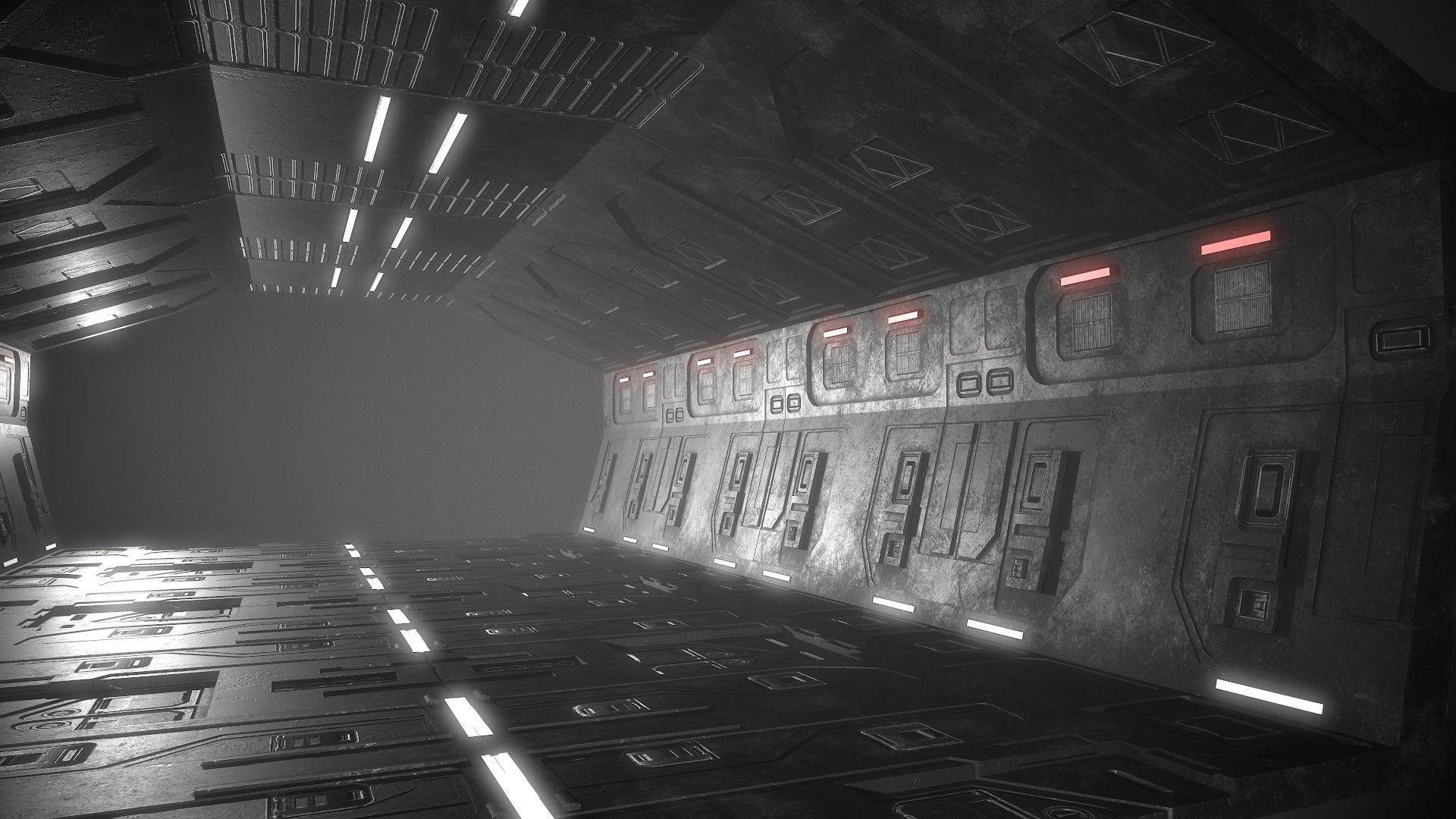 Sci-Fi Corridor Futuristic Low-poly 3D model_5