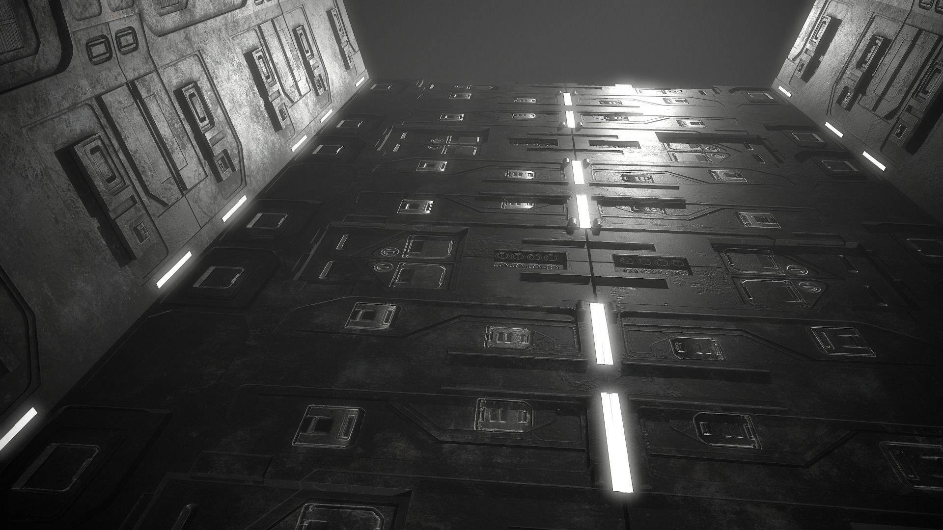 Sci-Fi Corridor Futuristic Low-poly 3D model_7