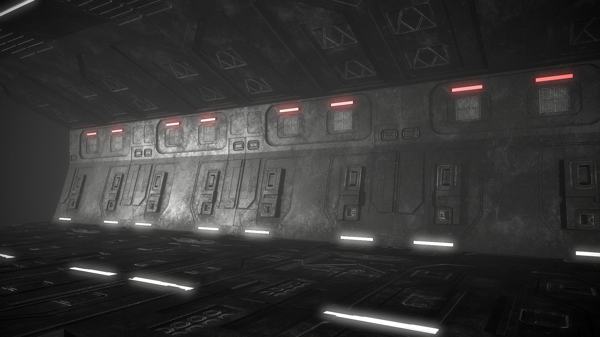 Sci-Fi Corridor Futuristic Low-poly 3D model_10