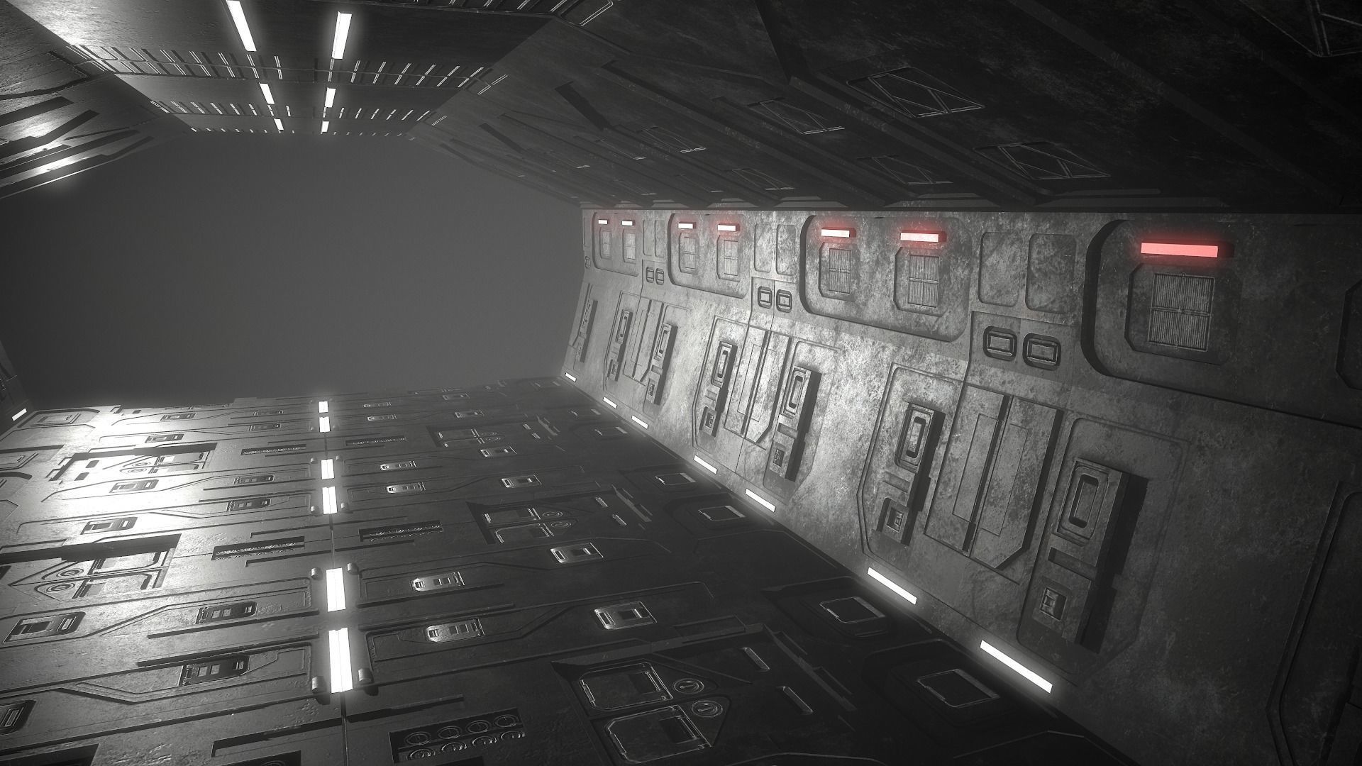 Sci-Fi Corridor Futuristic Low-poly 3D model_3