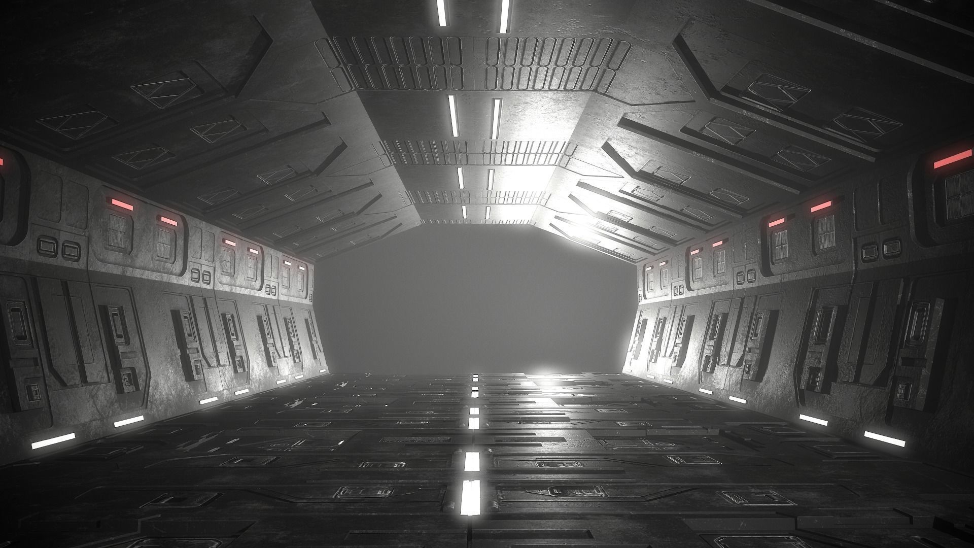 Sci-Fi Corridor Futuristic Low-poly 3D model_11