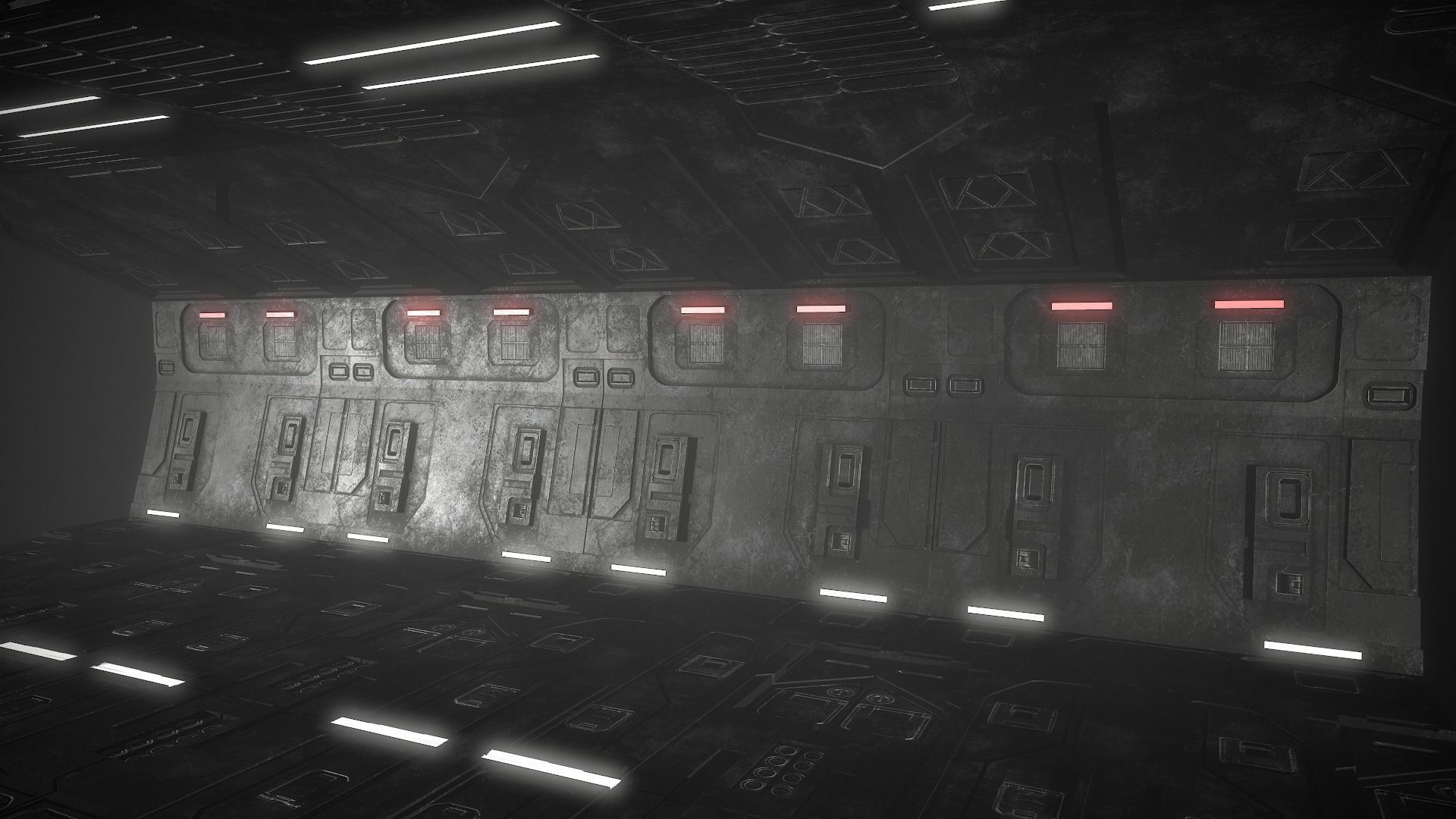 Sci-Fi Corridor Futuristic Low-poly 3D model_13