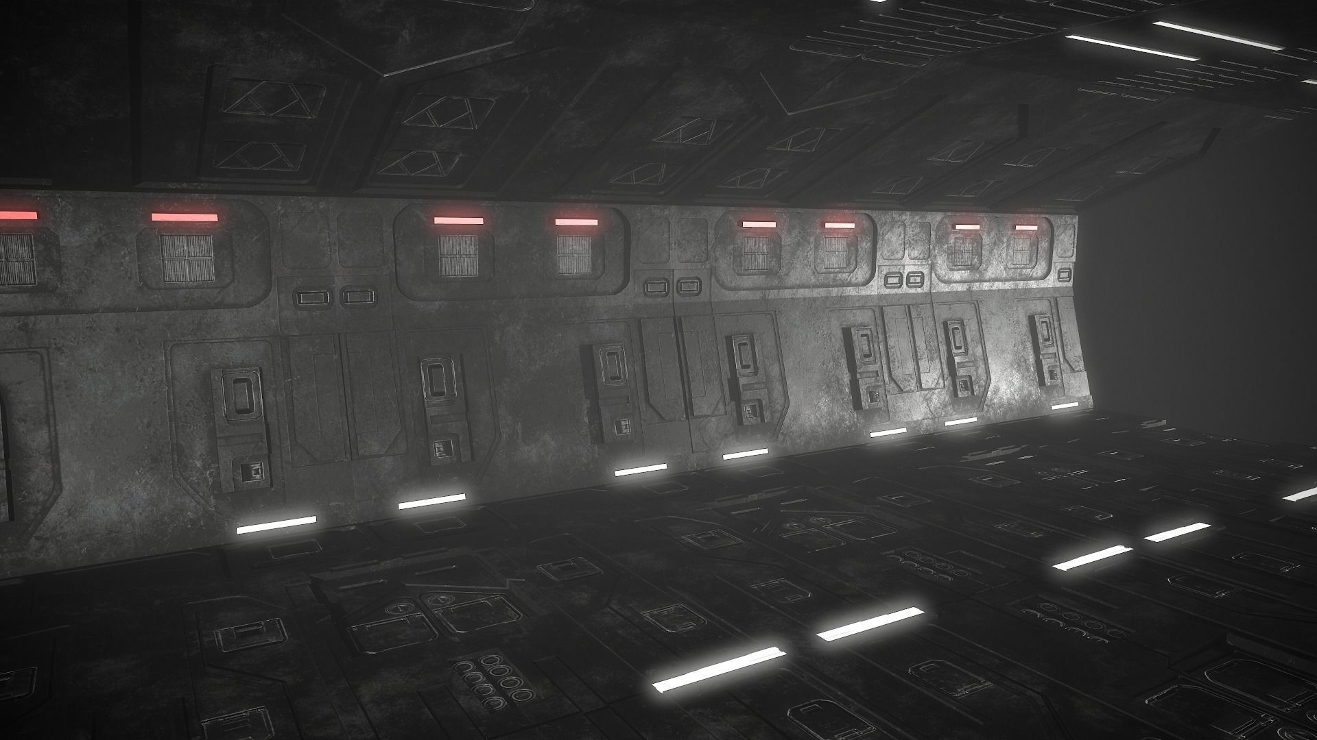 Sci-Fi Corridor Futuristic Low-poly 3D model_14