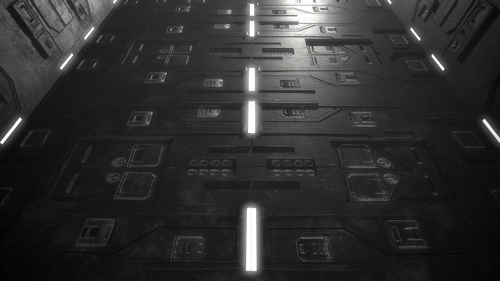 Sci-Fi Corridor Futuristic Low-poly 3D model_16