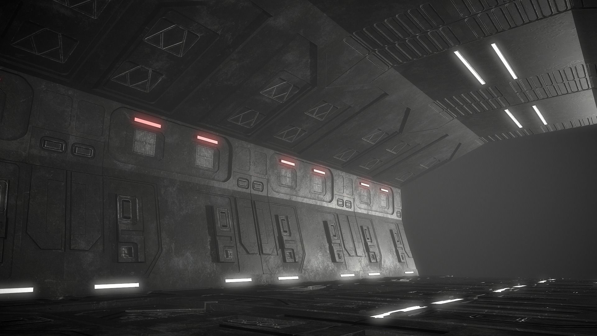 Sci-Fi Corridor Futuristic Low-poly 3D model_9