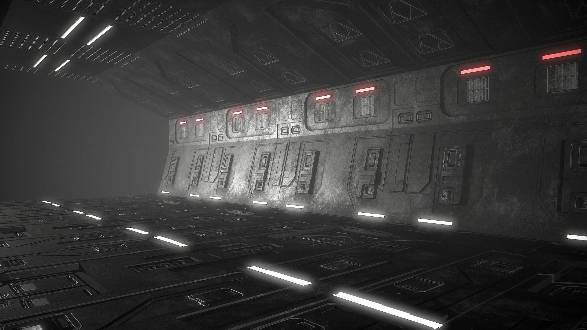 Sci-Fi Corridor Futuristic Low-poly 3D model_2