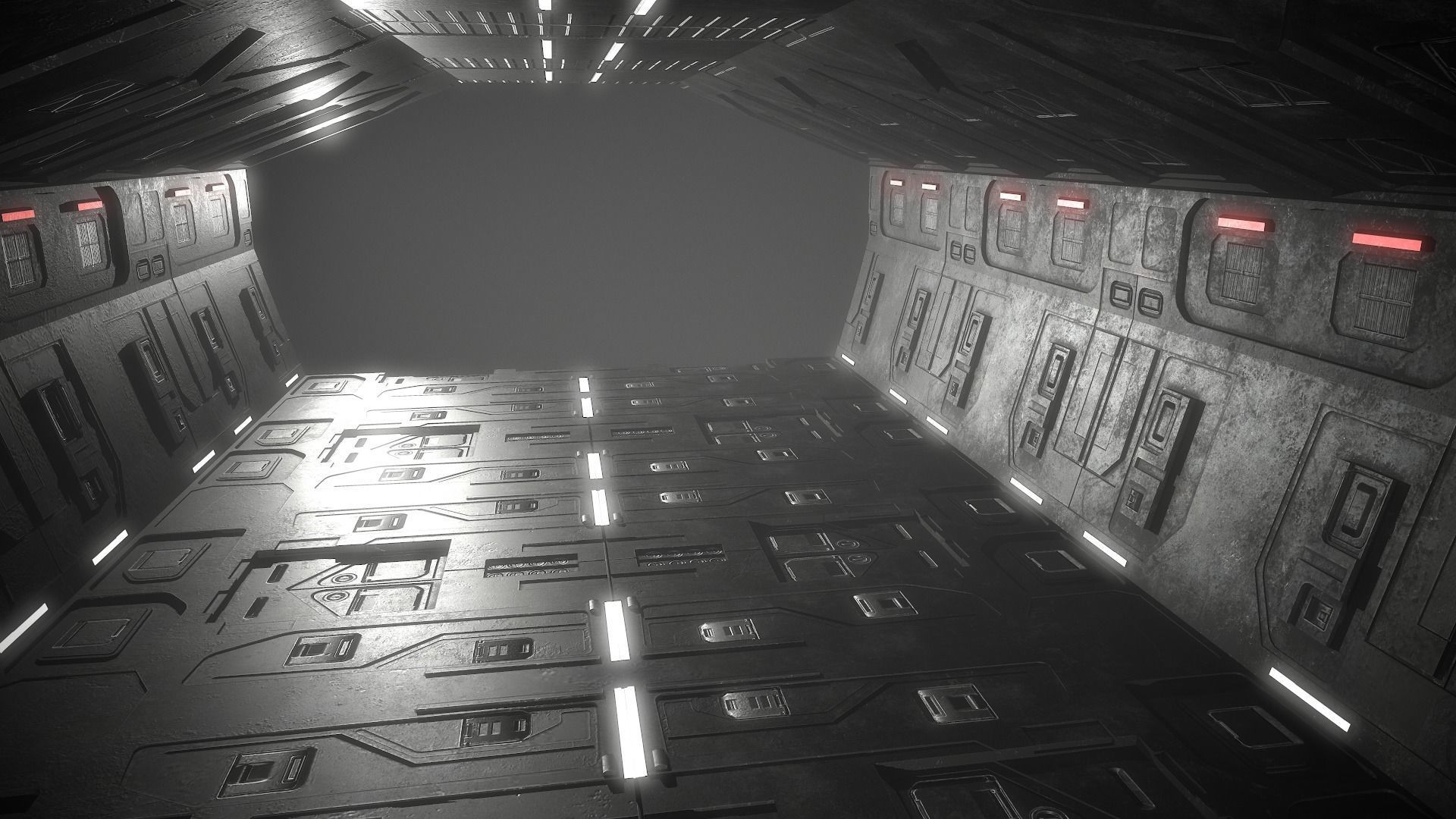Sci-Fi Corridor Futuristic Low-poly 3D model_6