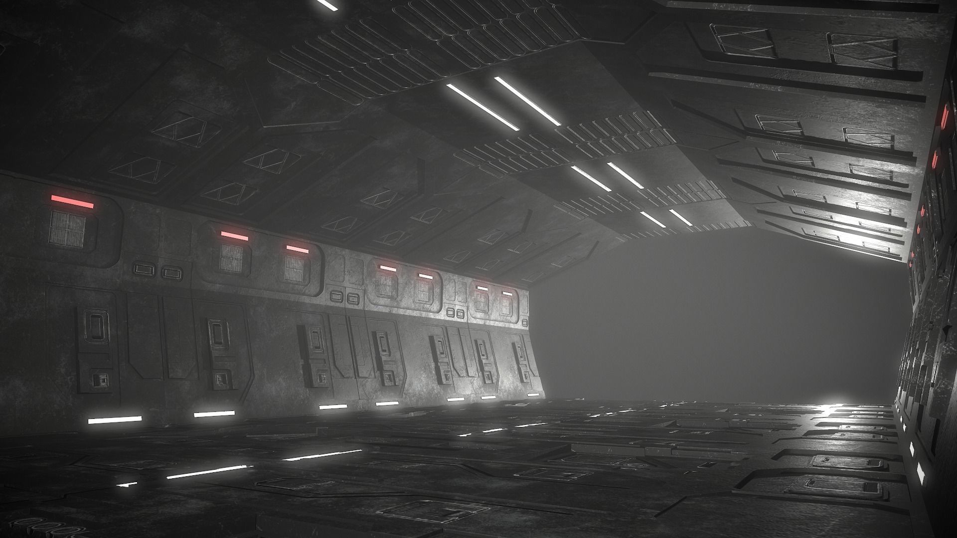 Sci-Fi Corridor Futuristic Low-poly 3D model_17