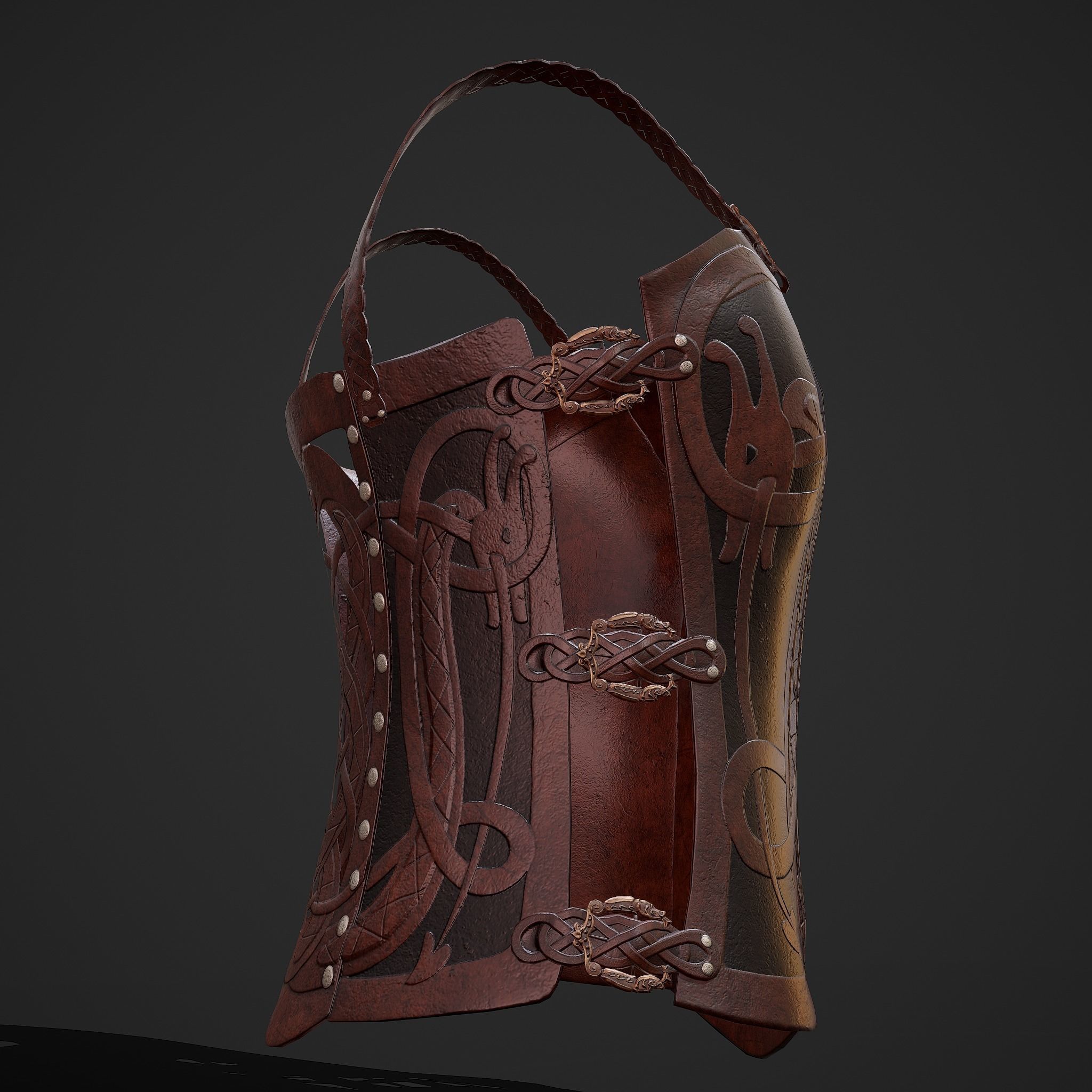 Viking Female Chest Armor Low-poly 3D model_16