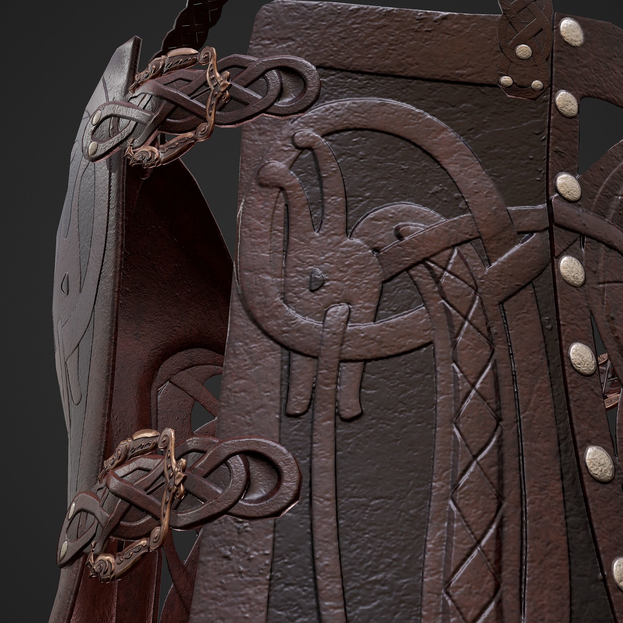 Viking Female Chest Armor Low-poly 3D model_25