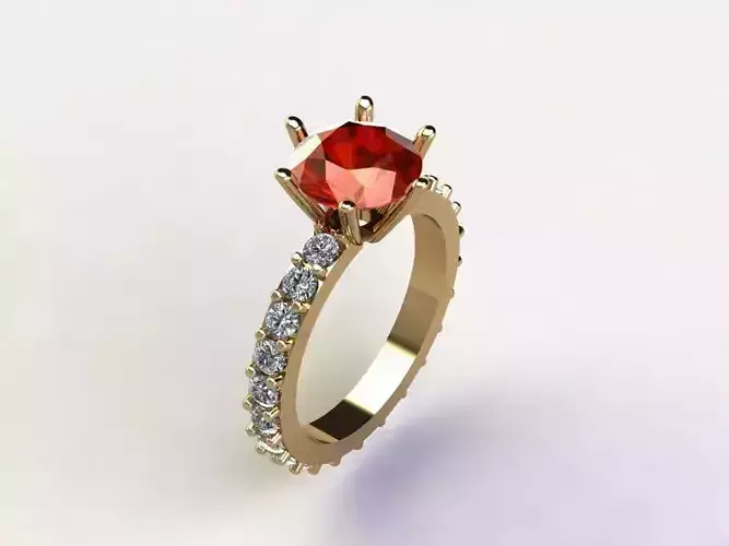 women ring with big gem 3dm file cad file R8